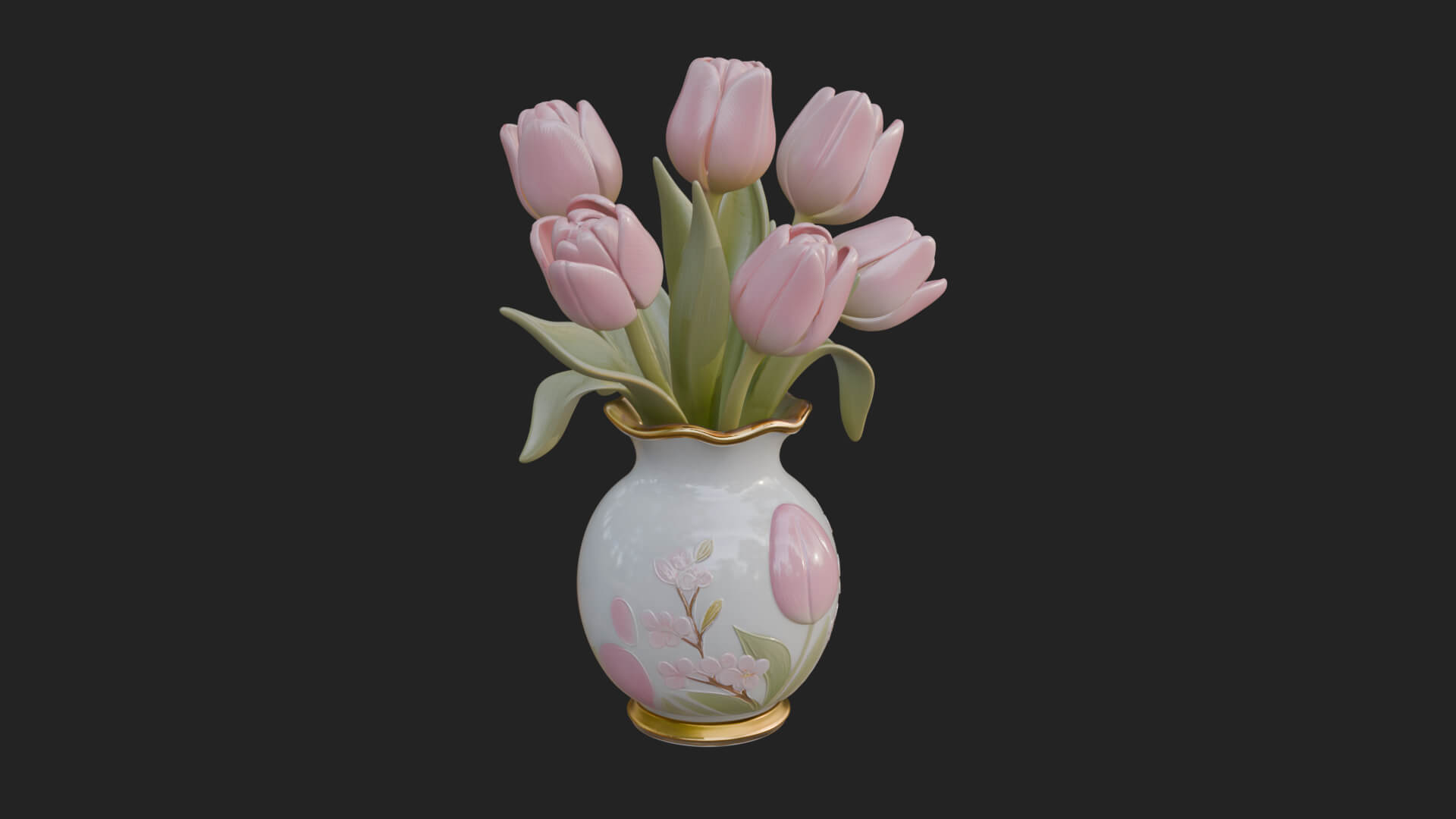 Tulip Bouquet Flower Vase Design 2 3D Print Model 3D Model