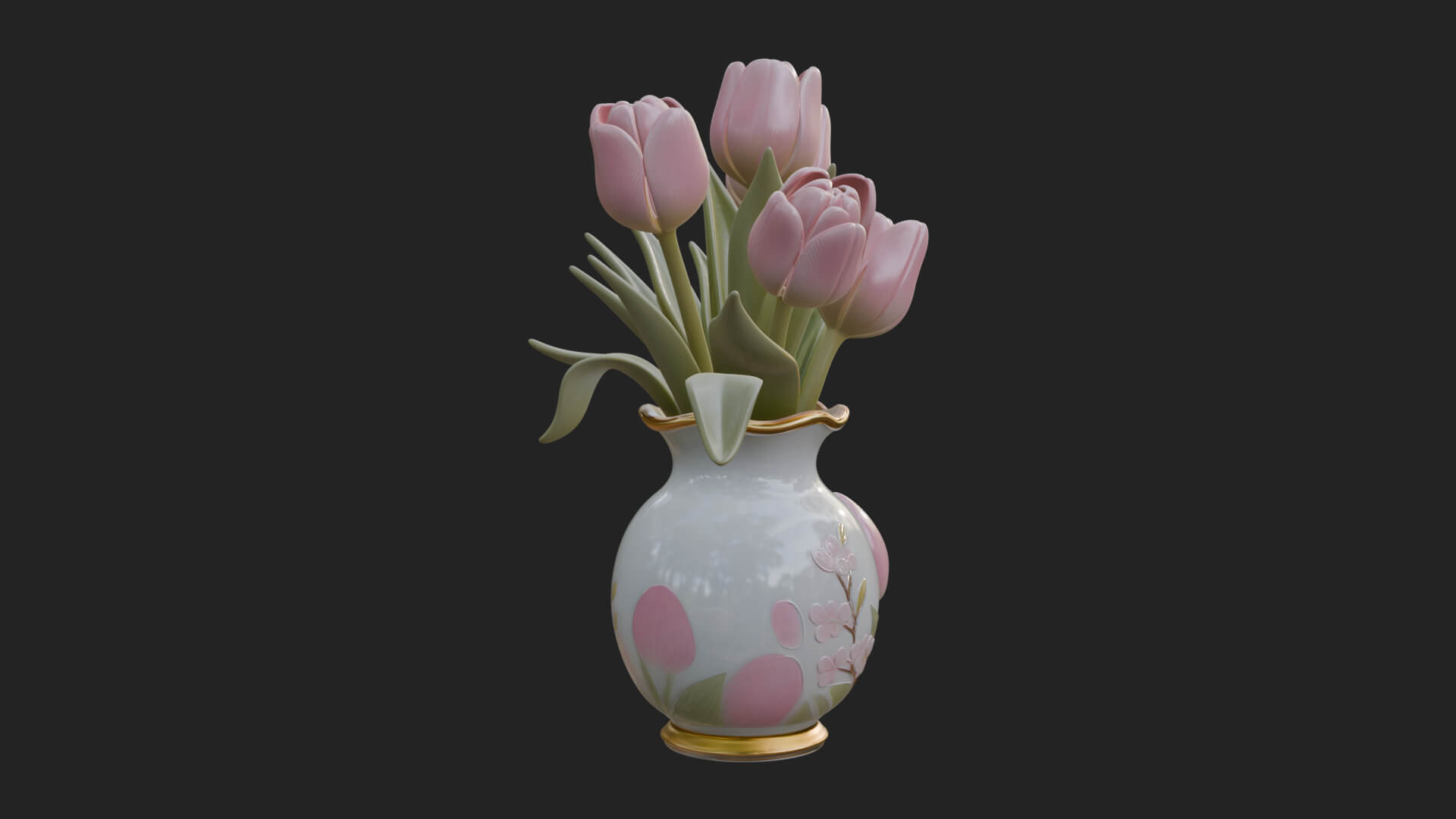 Tulip Bouquet Flower Vase Design 2 3D Print Model 3D Model