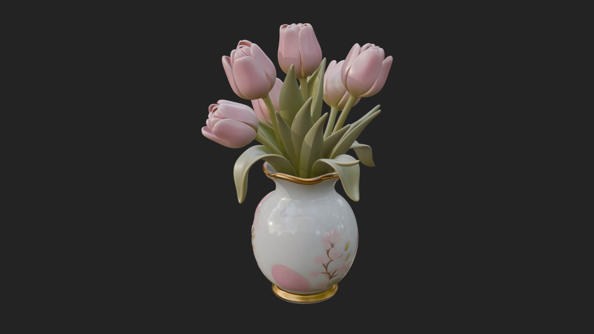 Tulip Bouquet Flower Vase Design 2 3D Print Model 3D Model