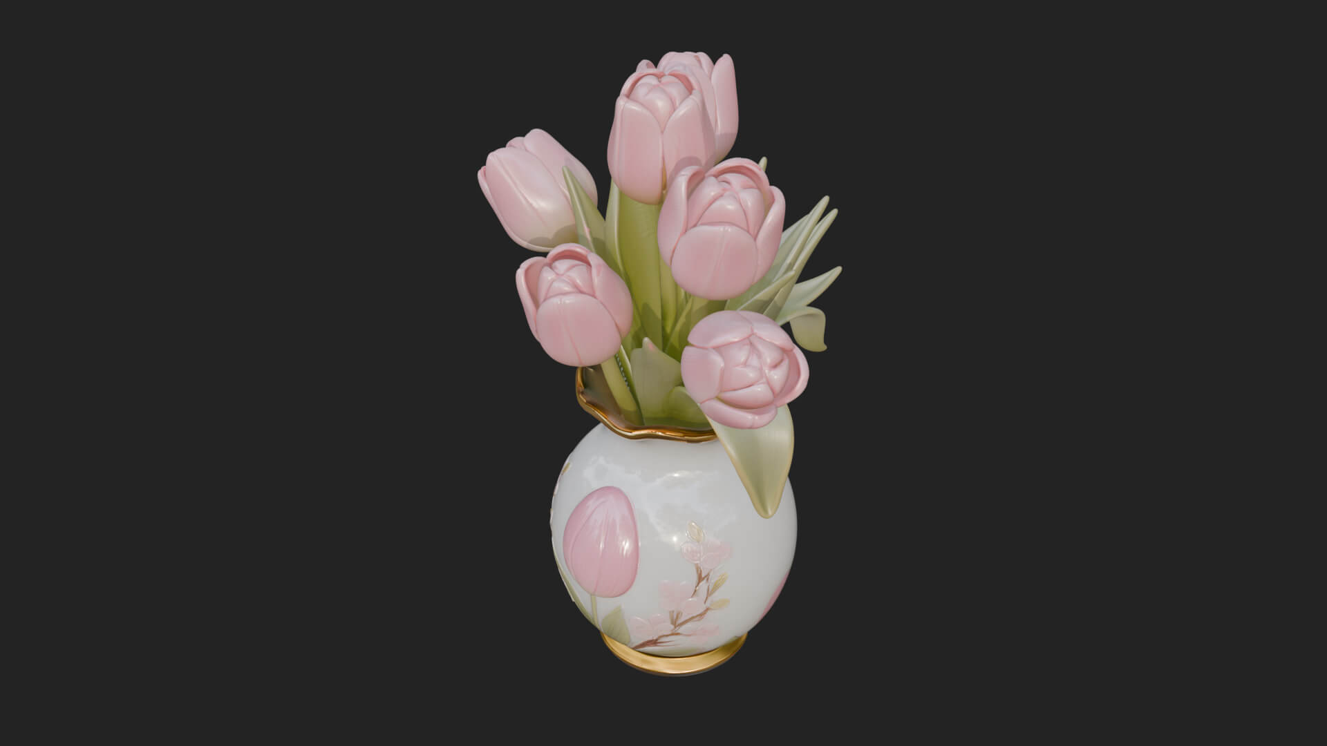 Tulip Bouquet Flower Vase Design 2 3D Print Model 3D Model