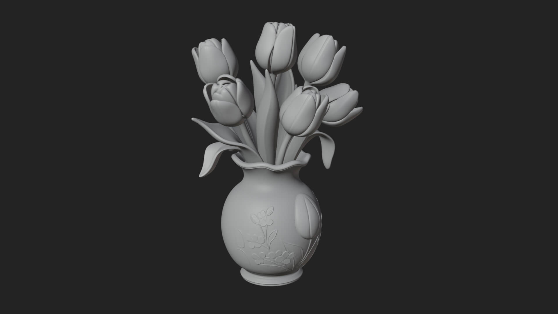 Tulip Bouquet Flower Vase Design 2 3D Print Model 3D Model