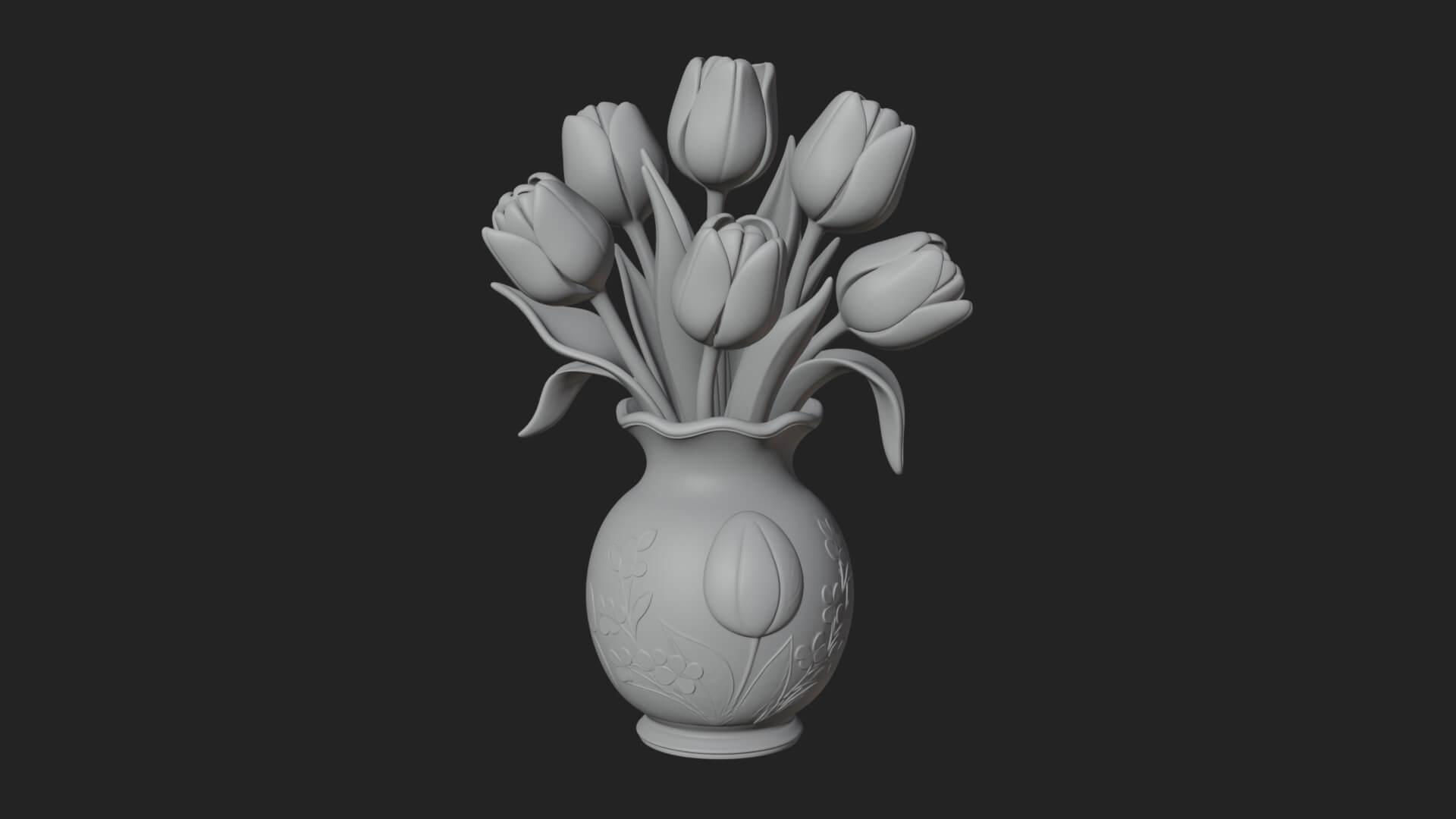 Tulip Bouquet Flower Vase Design 2 3D Print Model 3D Model
