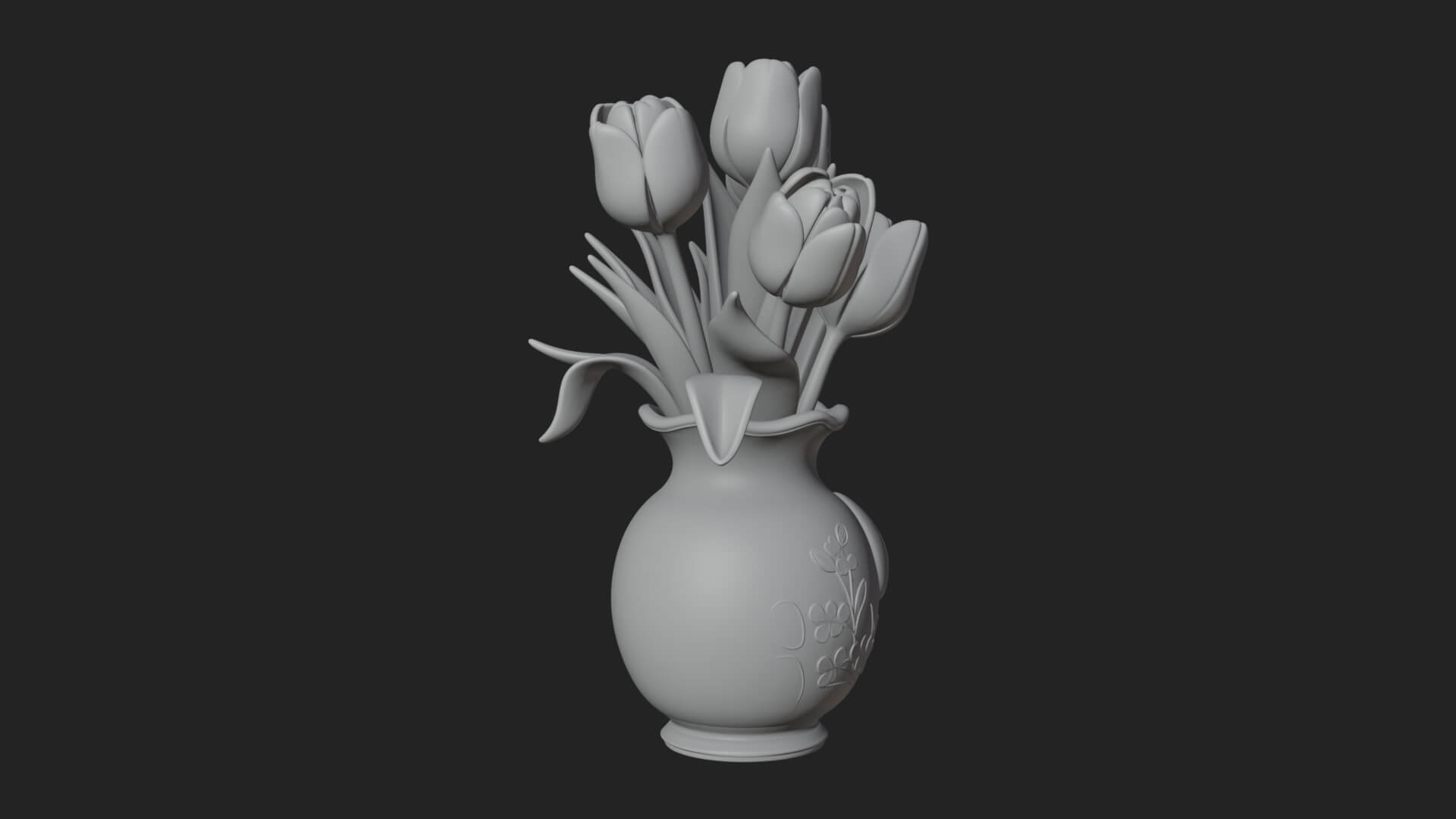 Tulip Bouquet Flower Vase Design 2 3D Print Model 3D Model