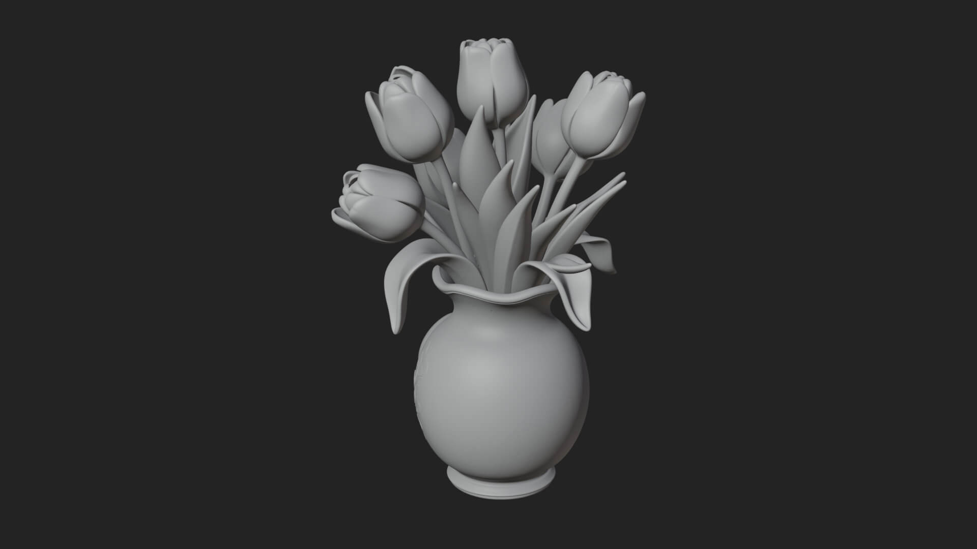 Tulip Bouquet Flower Vase Design 2 3D Print Model 3D Model