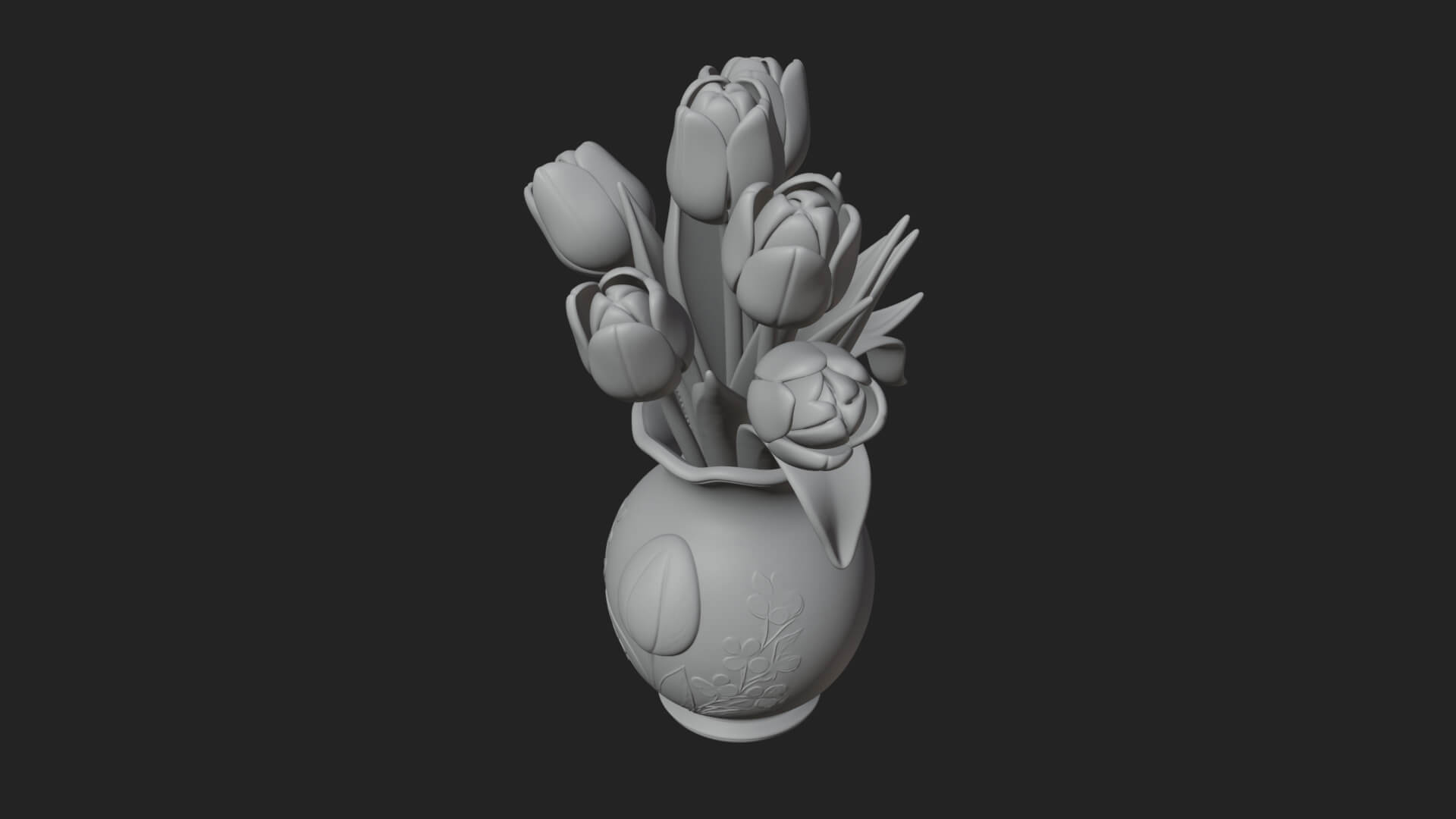 Tulip Bouquet Flower Vase Design 2 3D Print Model 3D Model