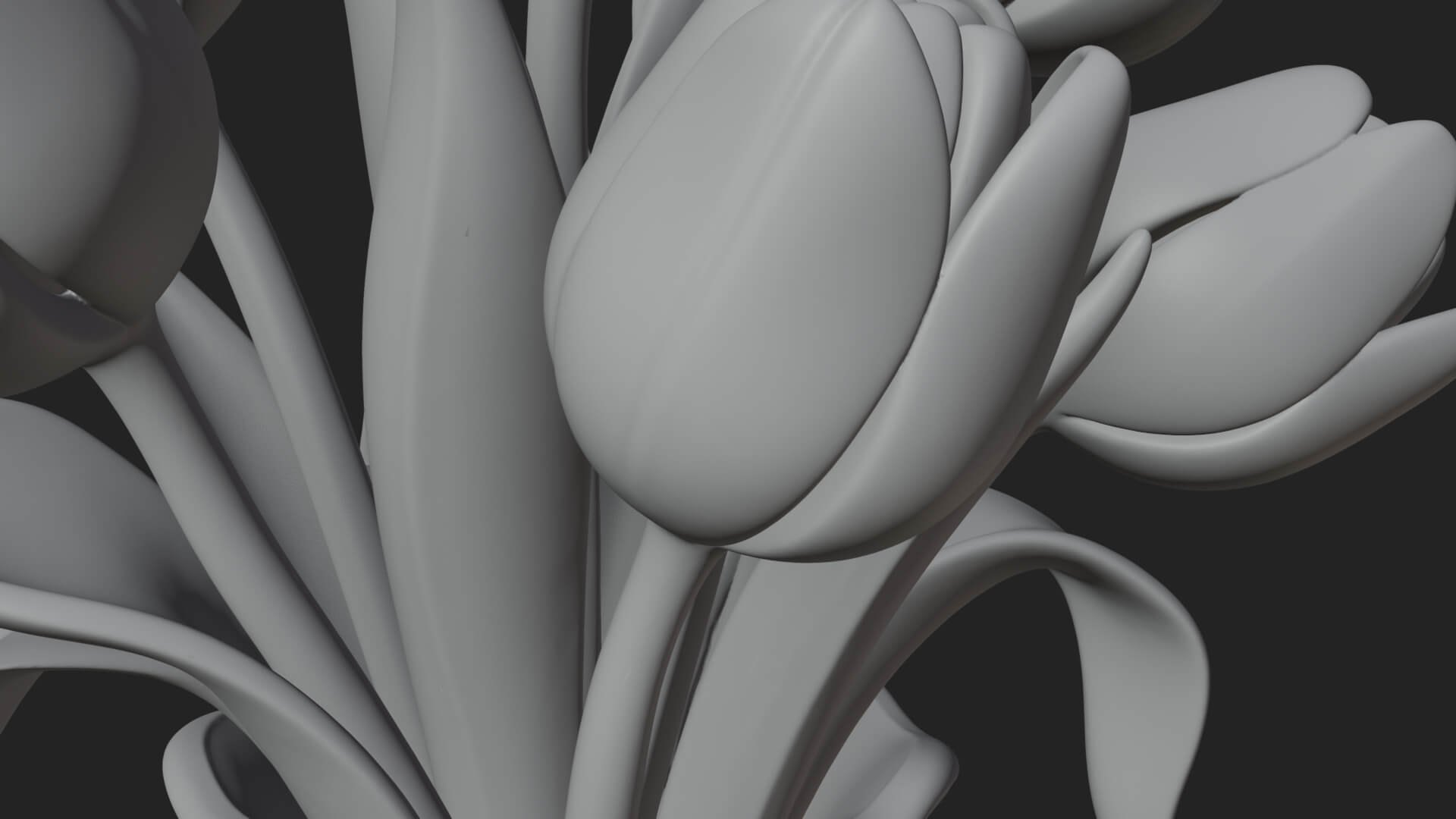 Tulip Bouquet Flower Vase Design 2 3D Print Model 3D Model