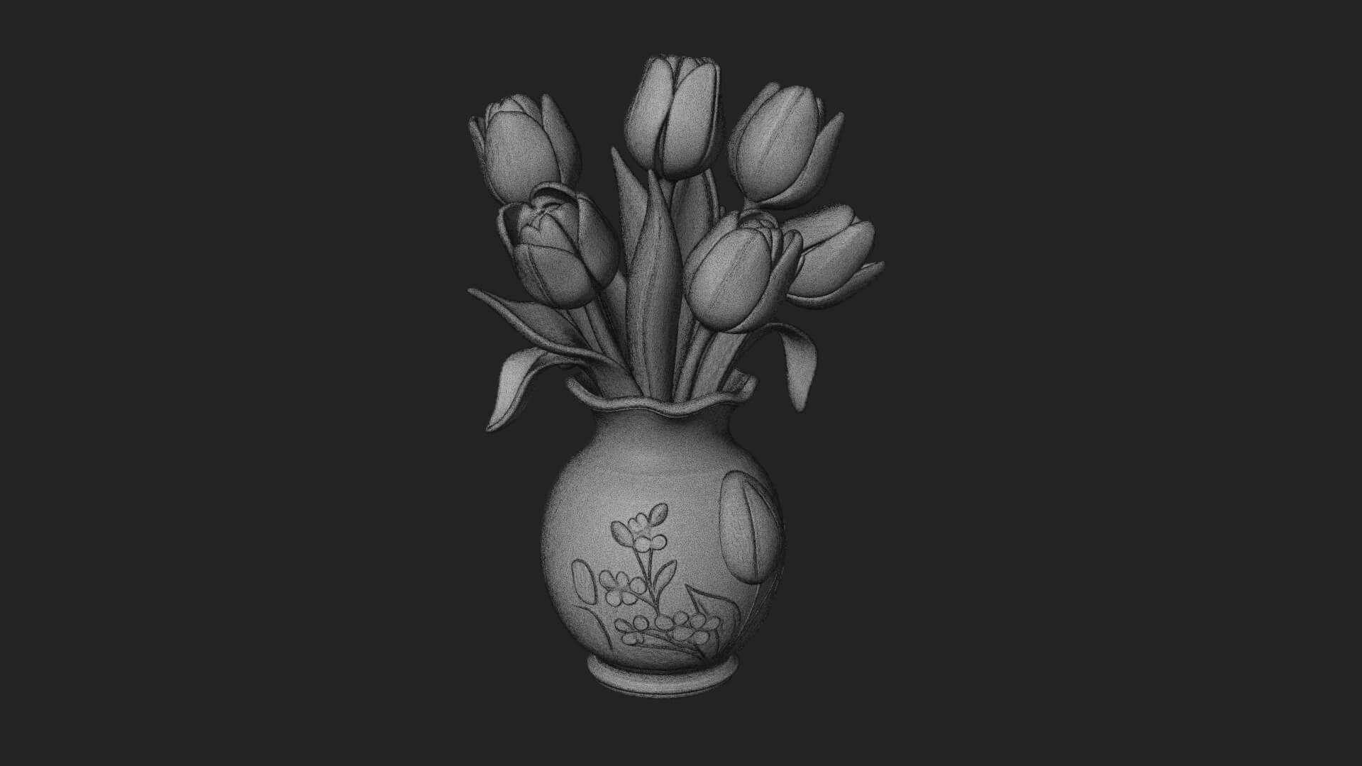 Tulip Bouquet Flower Vase Design 2 3D Print Model 3D Model