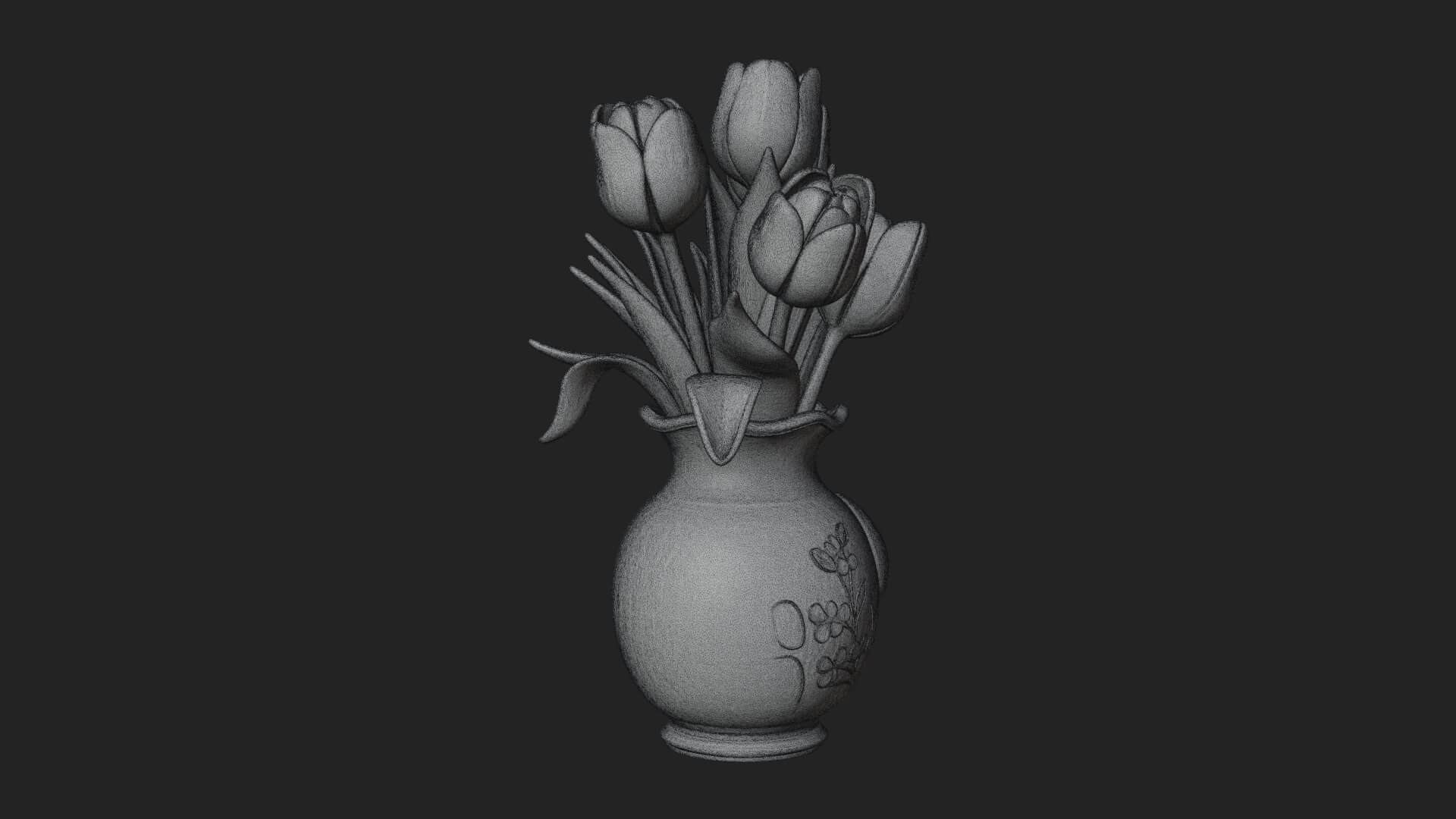 Tulip Bouquet Flower Vase Design 2 3D Print Model 3D Model