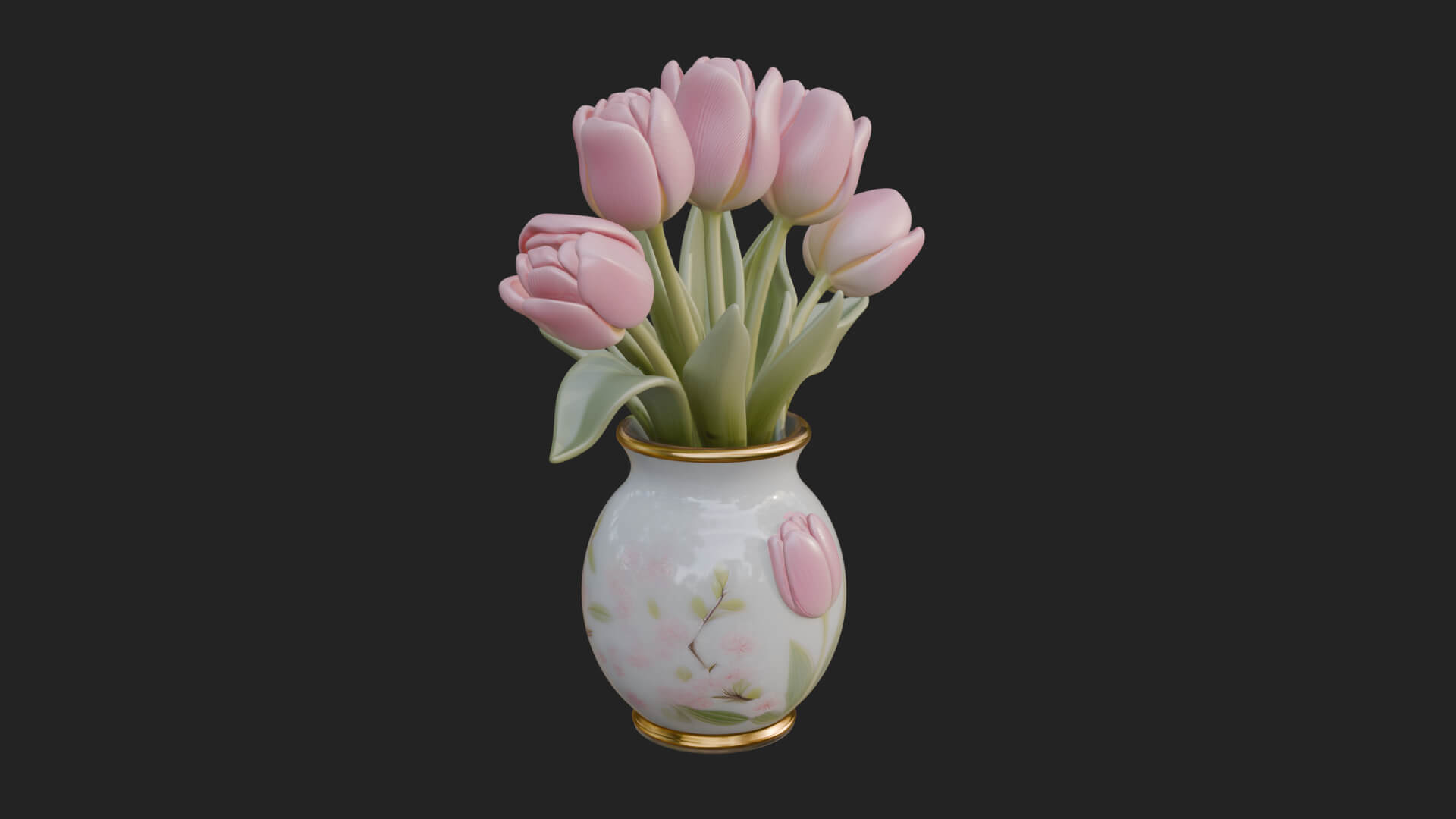 Tulip Bouquet Flower Vase Design 3 3D Print Model 3D Model