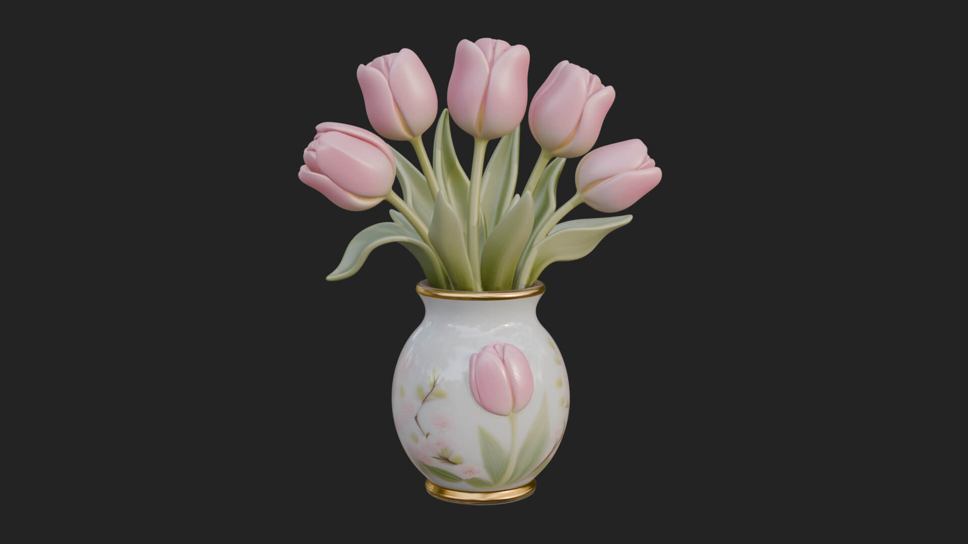 Tulip Bouquet Flower Vase Design 3 3D Print Model 3D Model