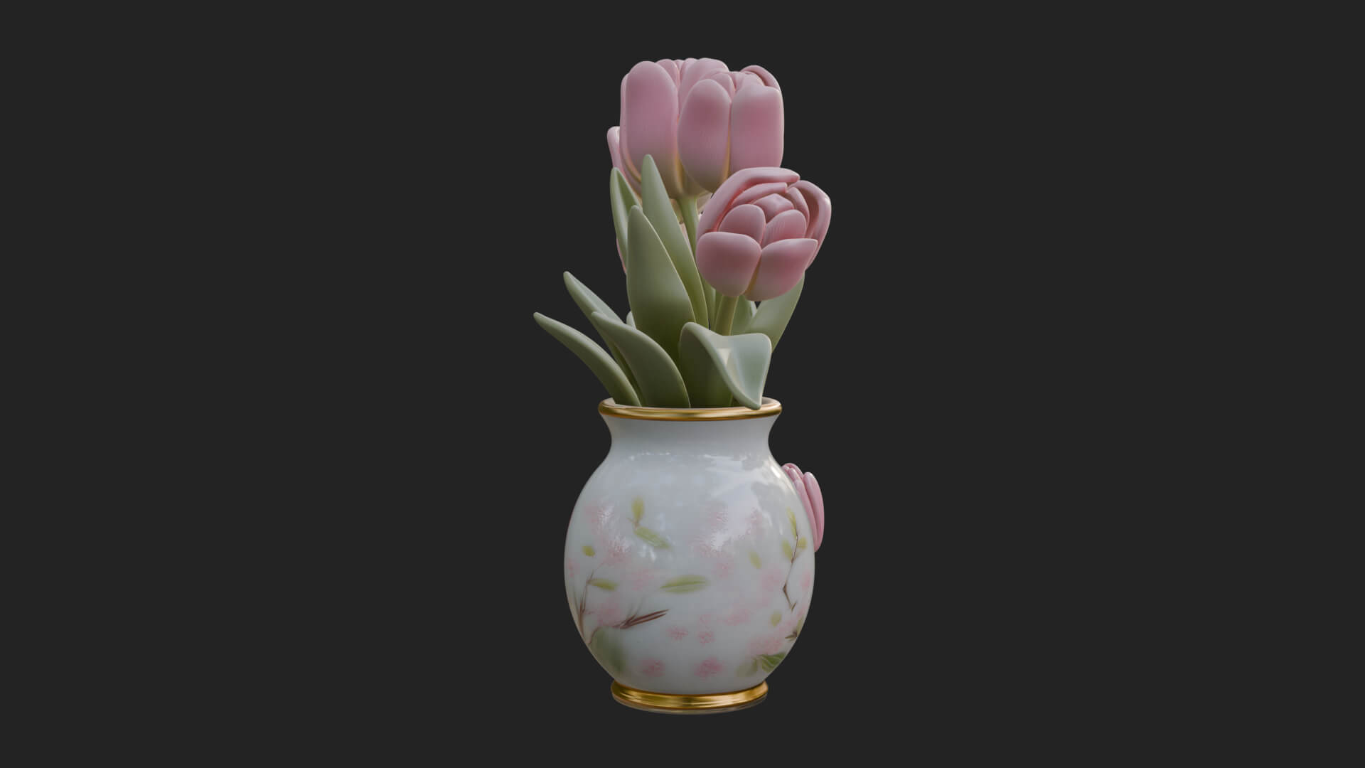 Tulip Bouquet Flower Vase Design 3 3D Print Model 3D Model