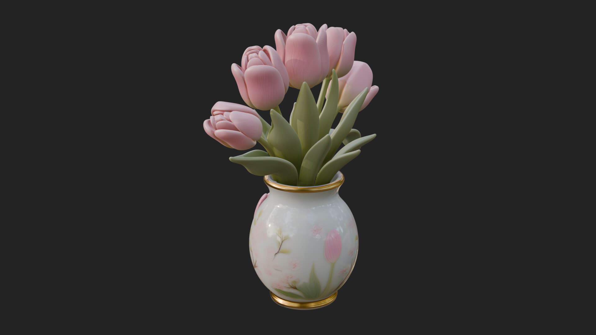 Tulip Bouquet Flower Vase Design 3 3D Print Model 3D Model