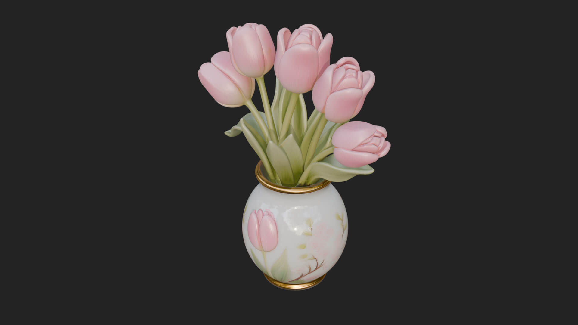 Tulip Bouquet Flower Vase Design 3 3D Print Model 3D Model