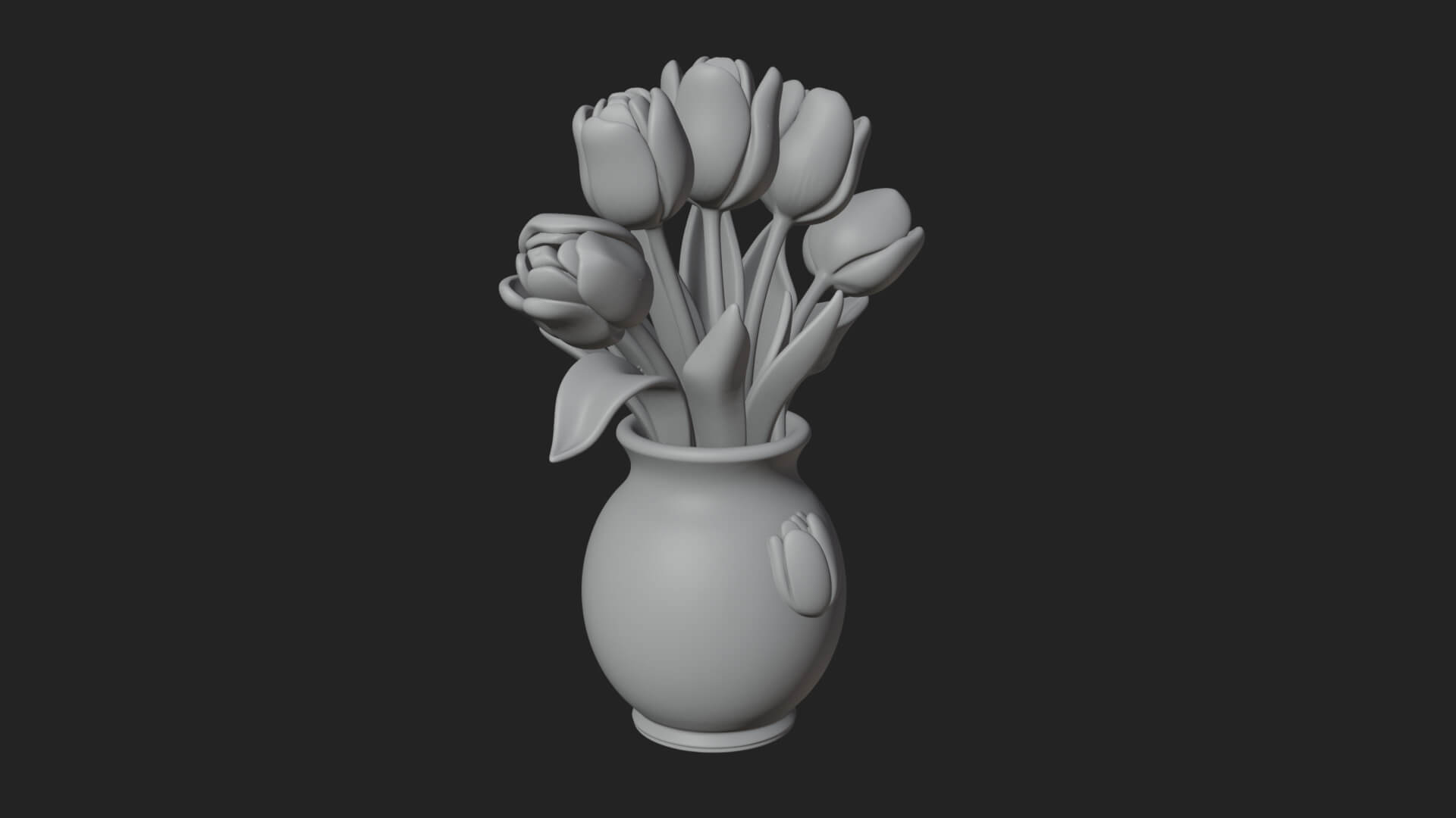 Tulip Bouquet Flower Vase Design 3 3D Print Model 3D Model