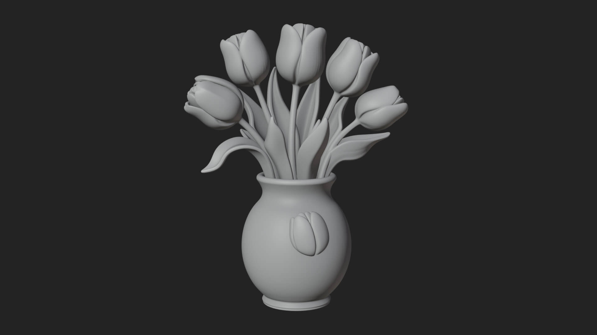 Tulip Bouquet Flower Vase Design 3 3D Print Model 3D Model