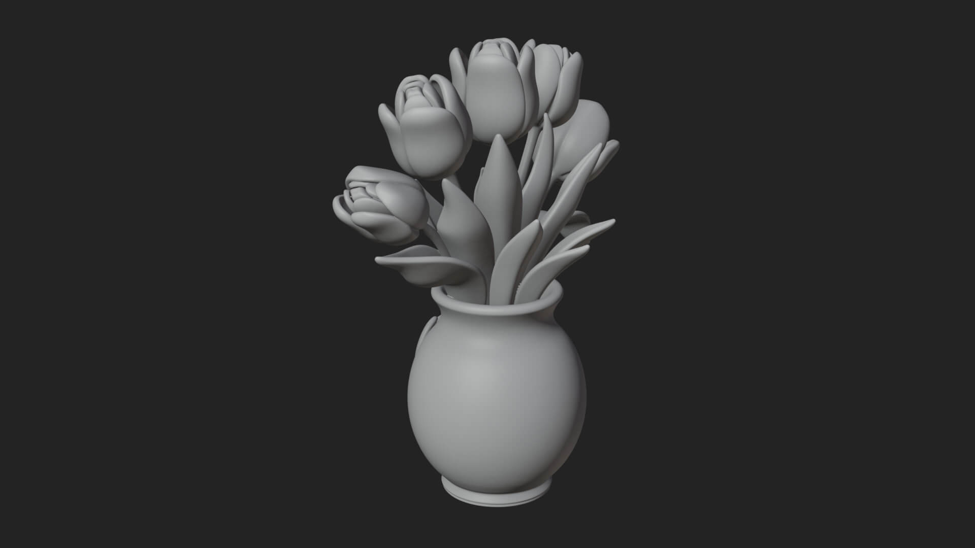 Tulip Bouquet Flower Vase Design 3 3D Print Model 3D Model