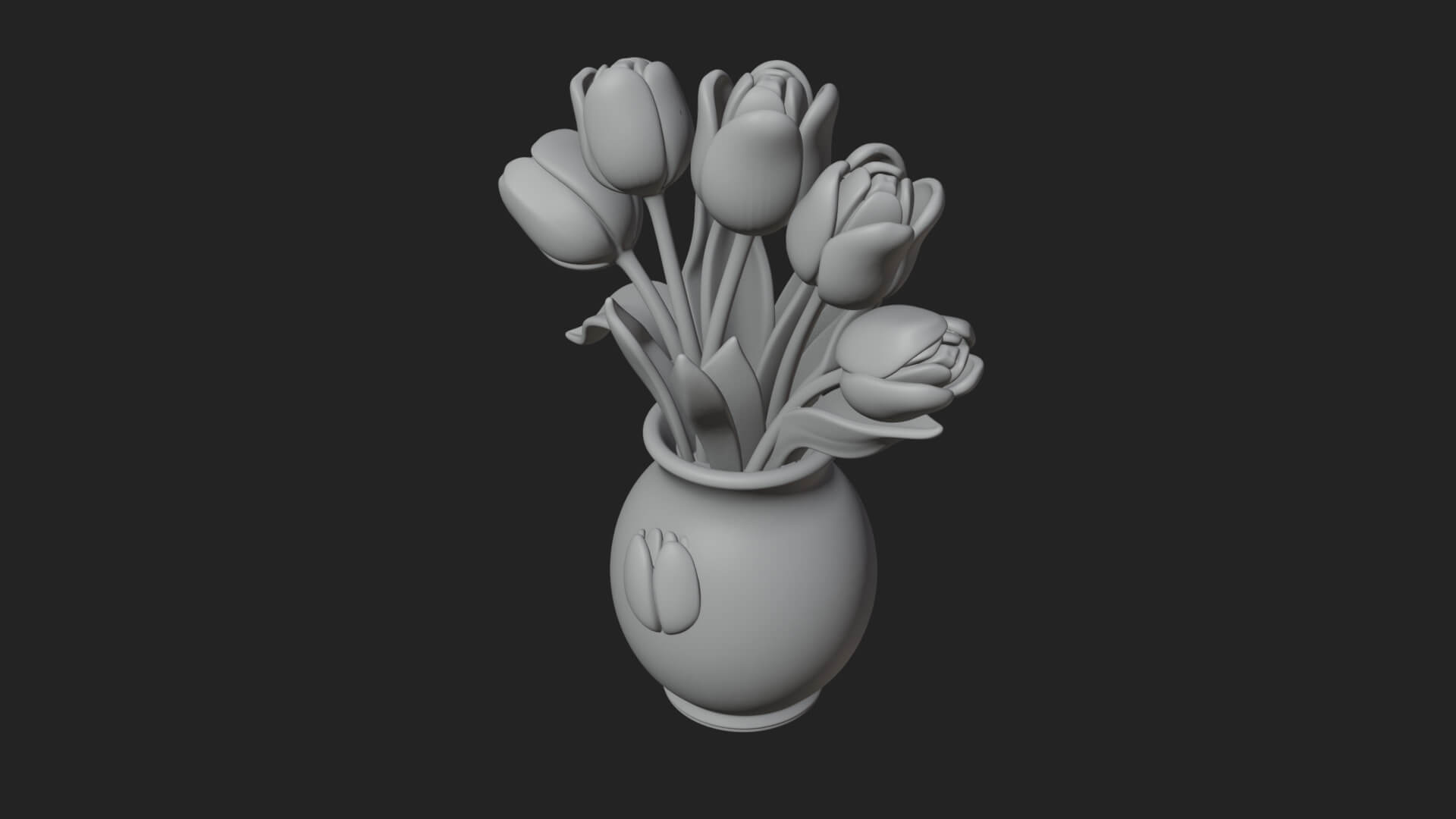 Tulip Bouquet Flower Vase Design 3 3D Print Model 3D Model