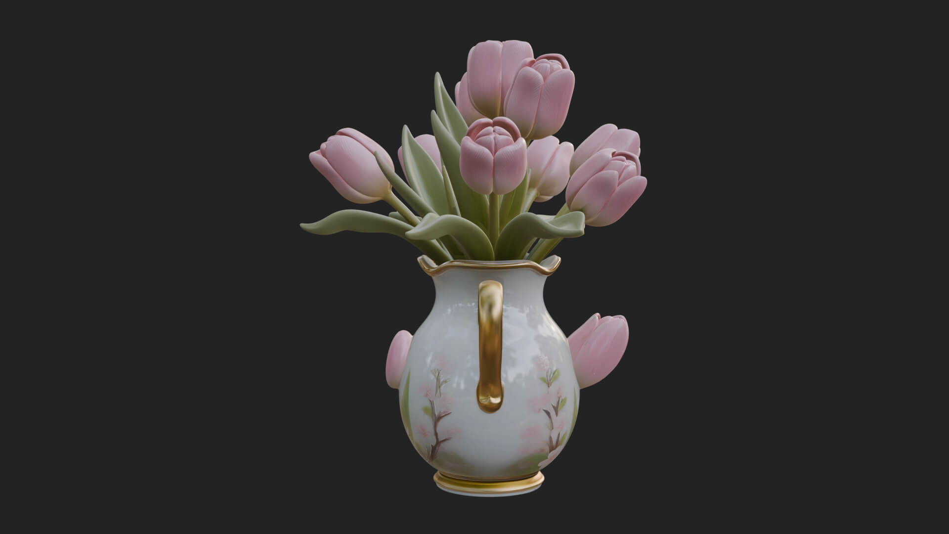 Tulip Bouquet Flower Vase Design 4 3D Print Model 3D Model