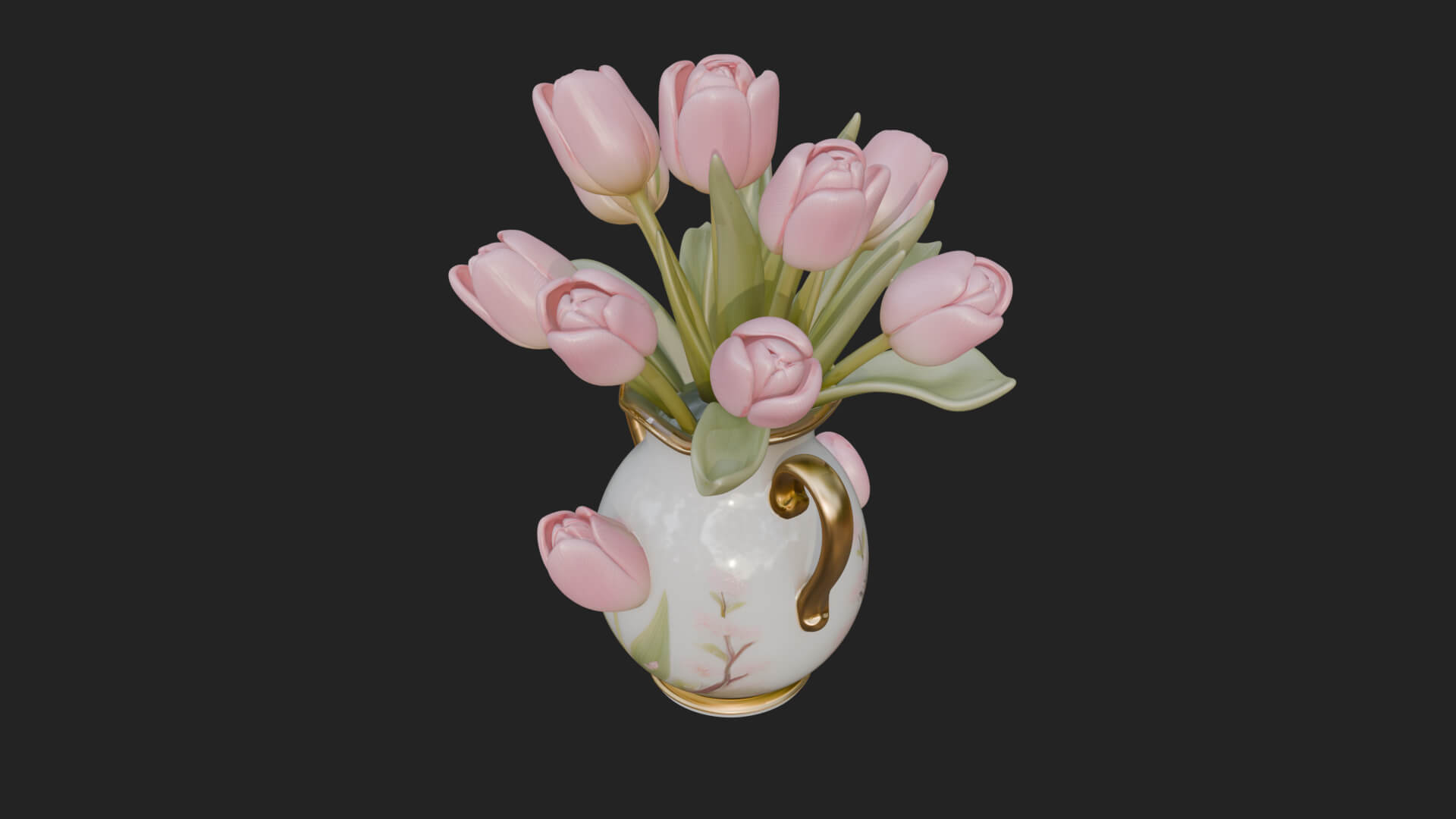 Tulip Bouquet Flower Vase Design 4 3D Print Model 3D Model