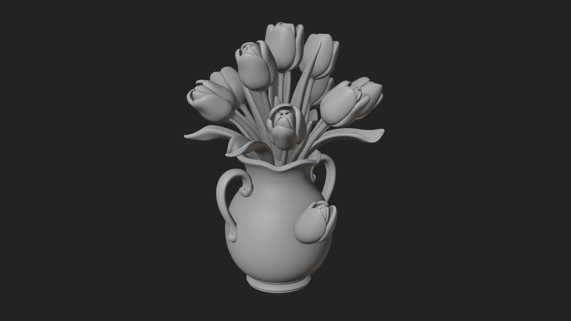 Tulip Bouquet Flower Vase Design 4 3D Print Model 3D Model