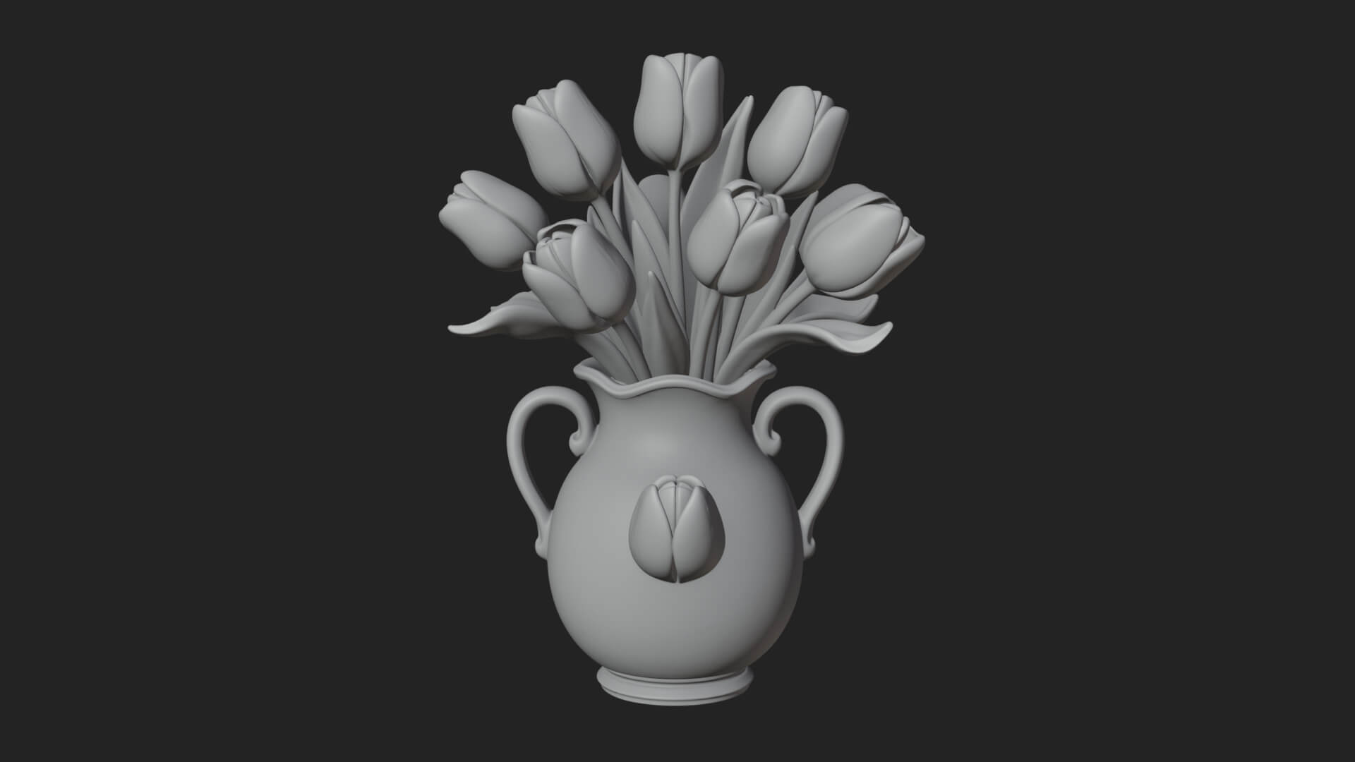 Tulip Bouquet Flower Vase Design 4 3D Print Model 3D Model