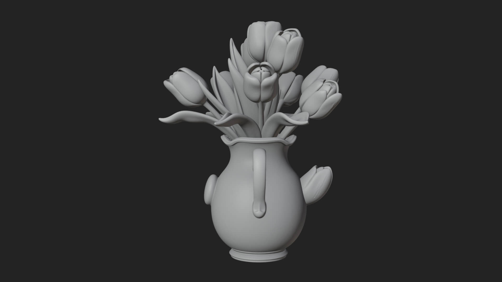 Tulip Bouquet Flower Vase Design 4 3D Print Model 3D Model
