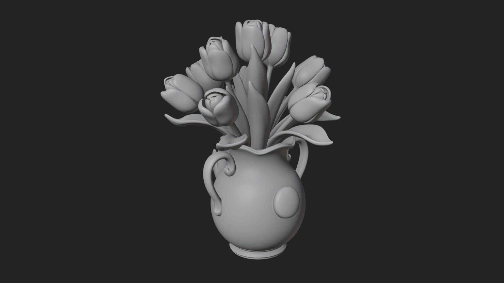Tulip Bouquet Flower Vase Design 4 3D Print Model 3D Model