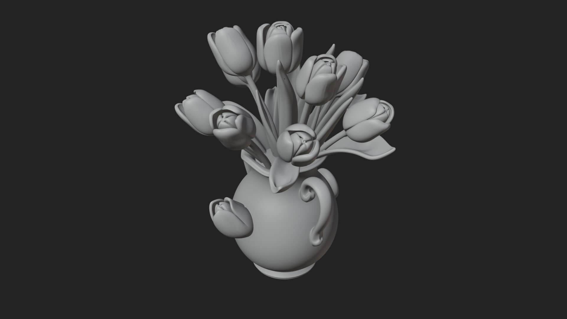 Tulip Bouquet Flower Vase Design 4 3D Print Model 3D Model