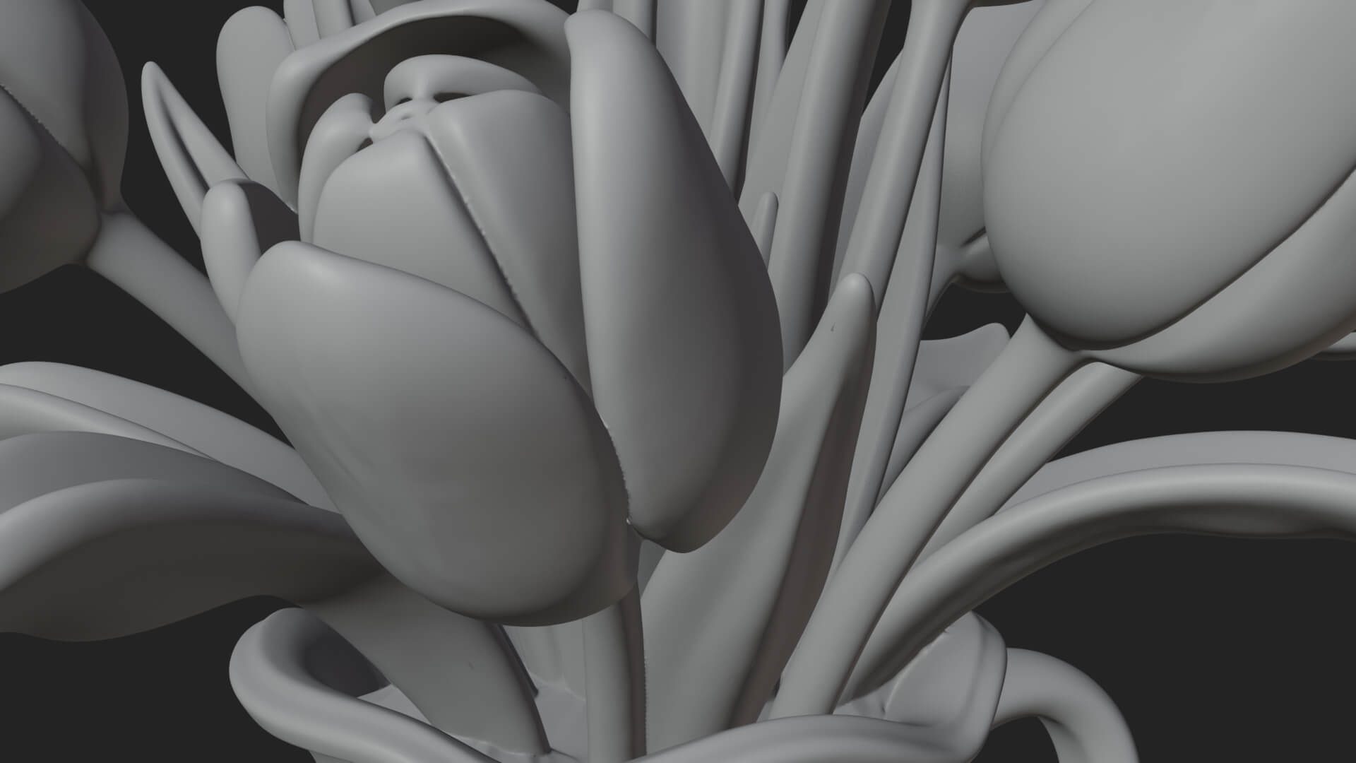 Tulip Bouquet Flower Vase Design 4 3D Print Model 3D Model