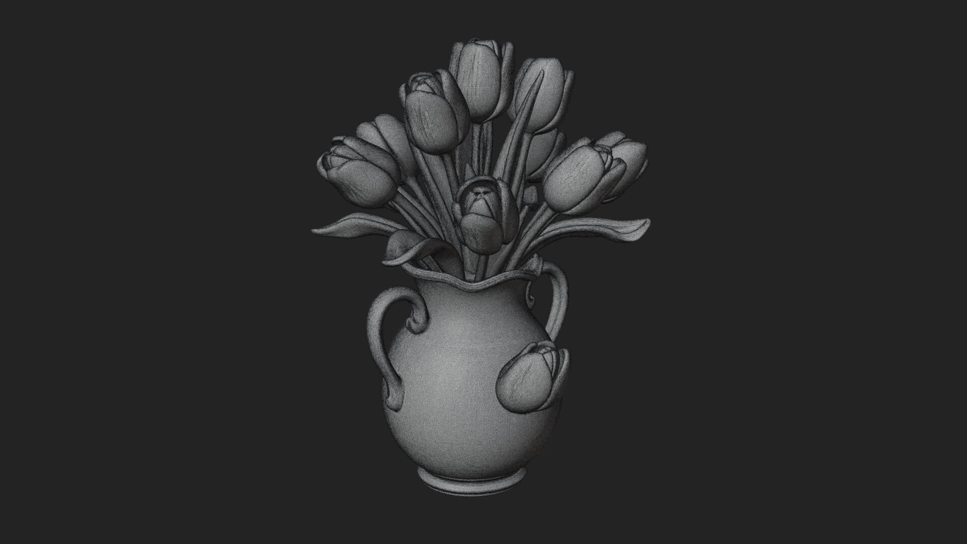 Tulip Bouquet Flower Vase Design 4 3D Print Model 3D Model
