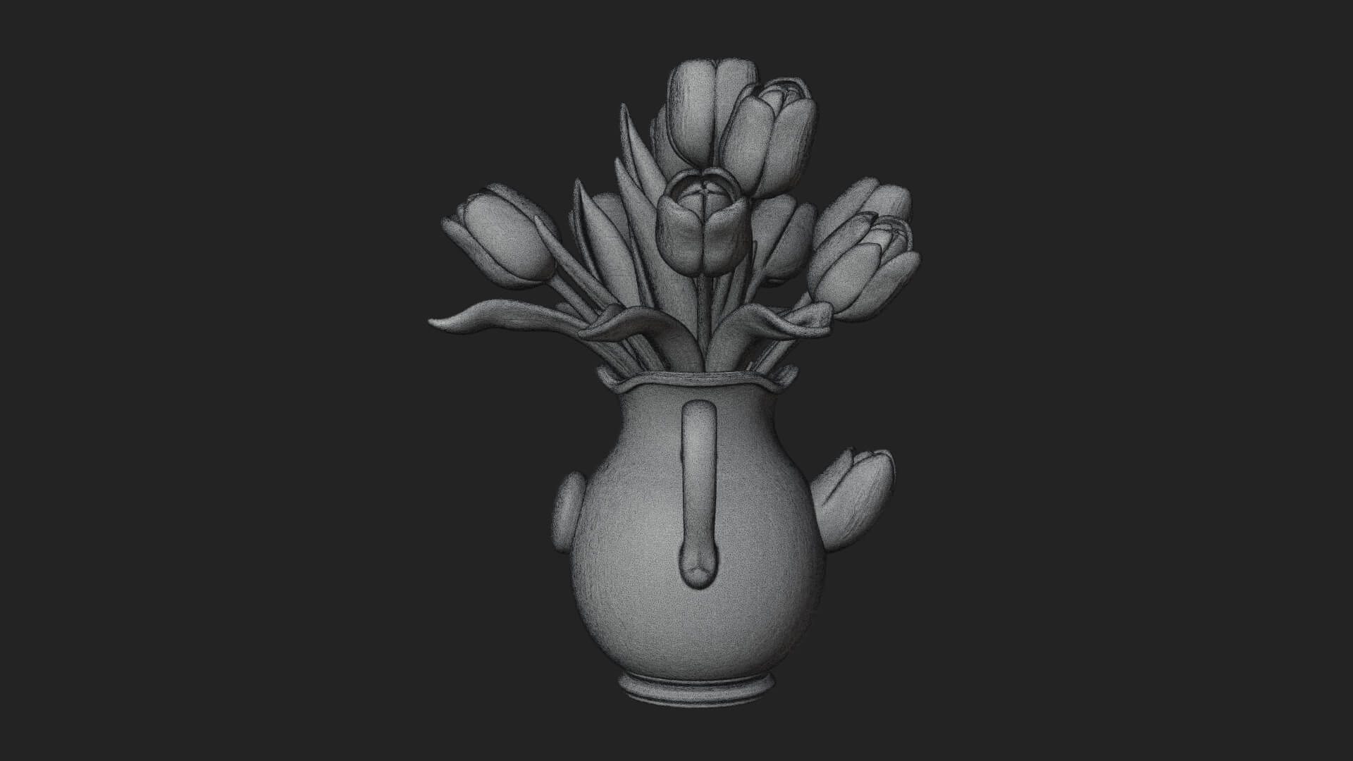 Tulip Bouquet Flower Vase Design 4 3D Print Model 3D Model