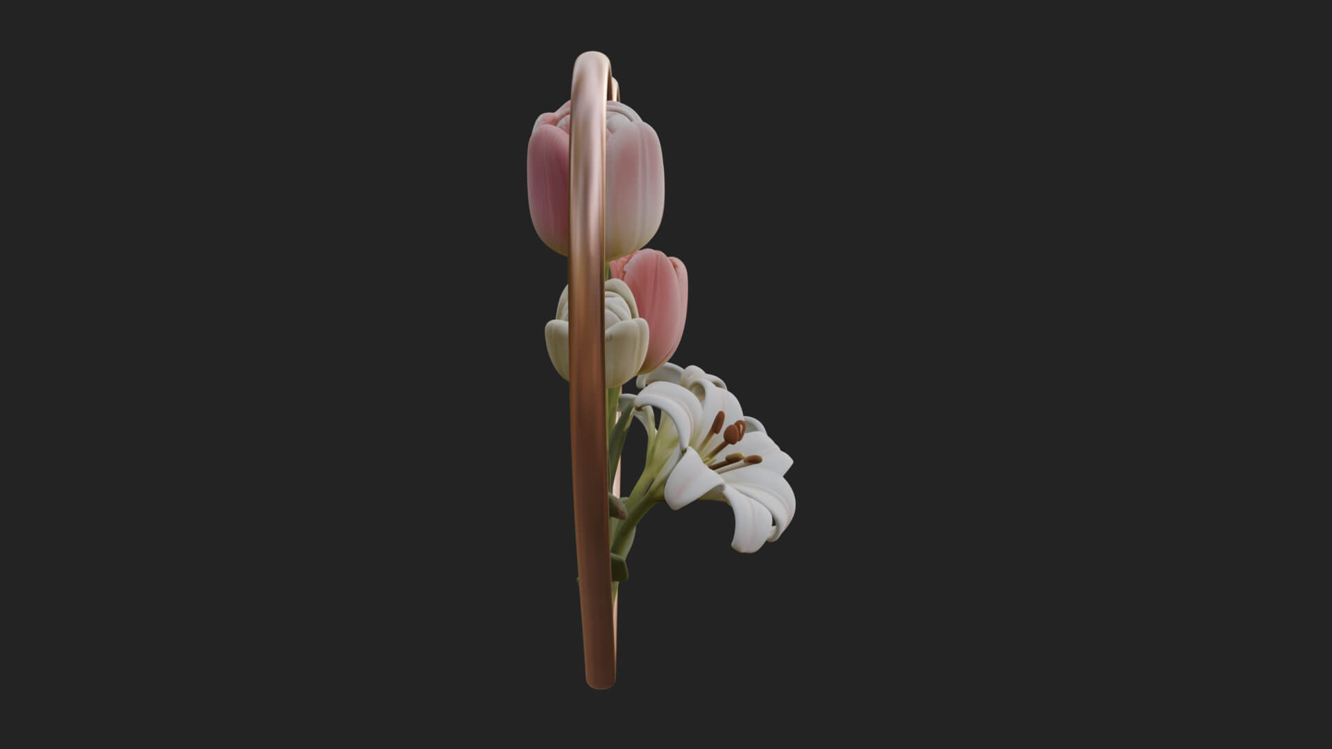 Tulip Flower Heart Plaque Design 1 3D Print Model 3D Model