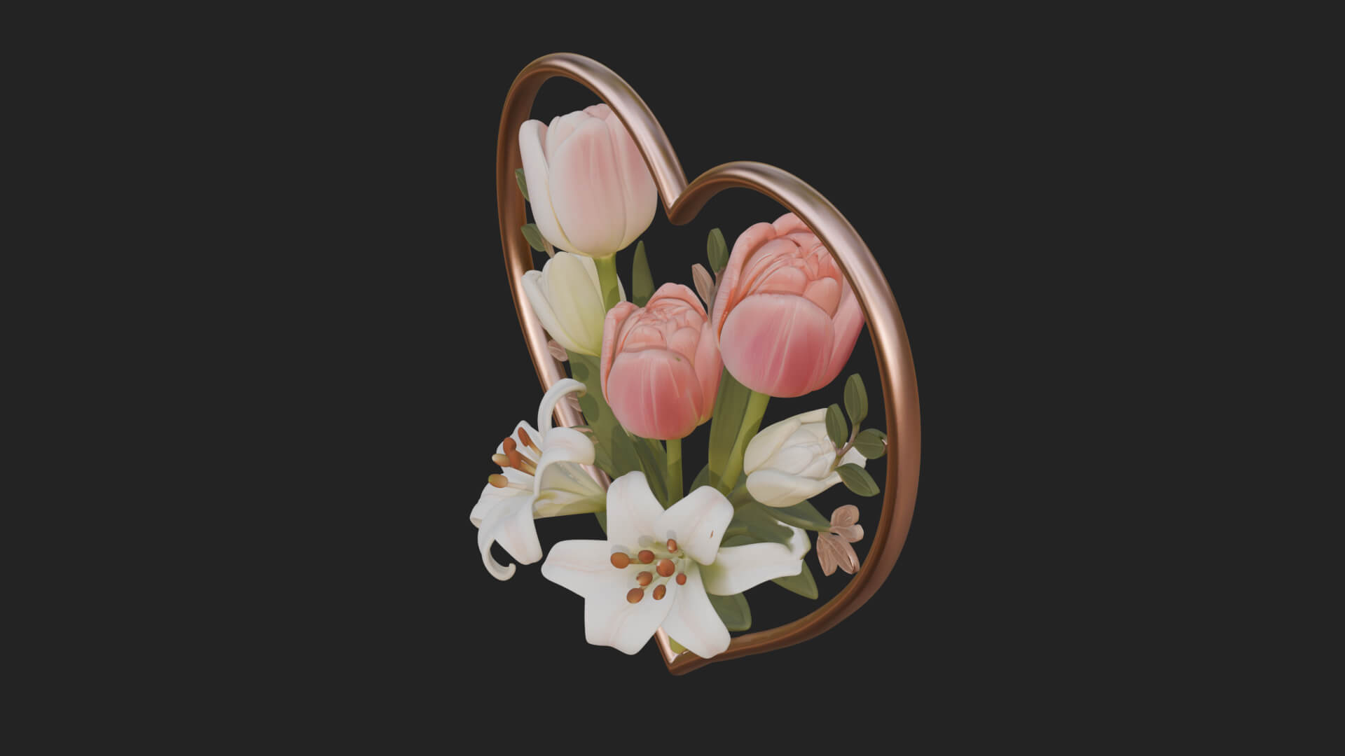 Tulip Flower Heart Plaque Design 1 3D Print Model 3D Model