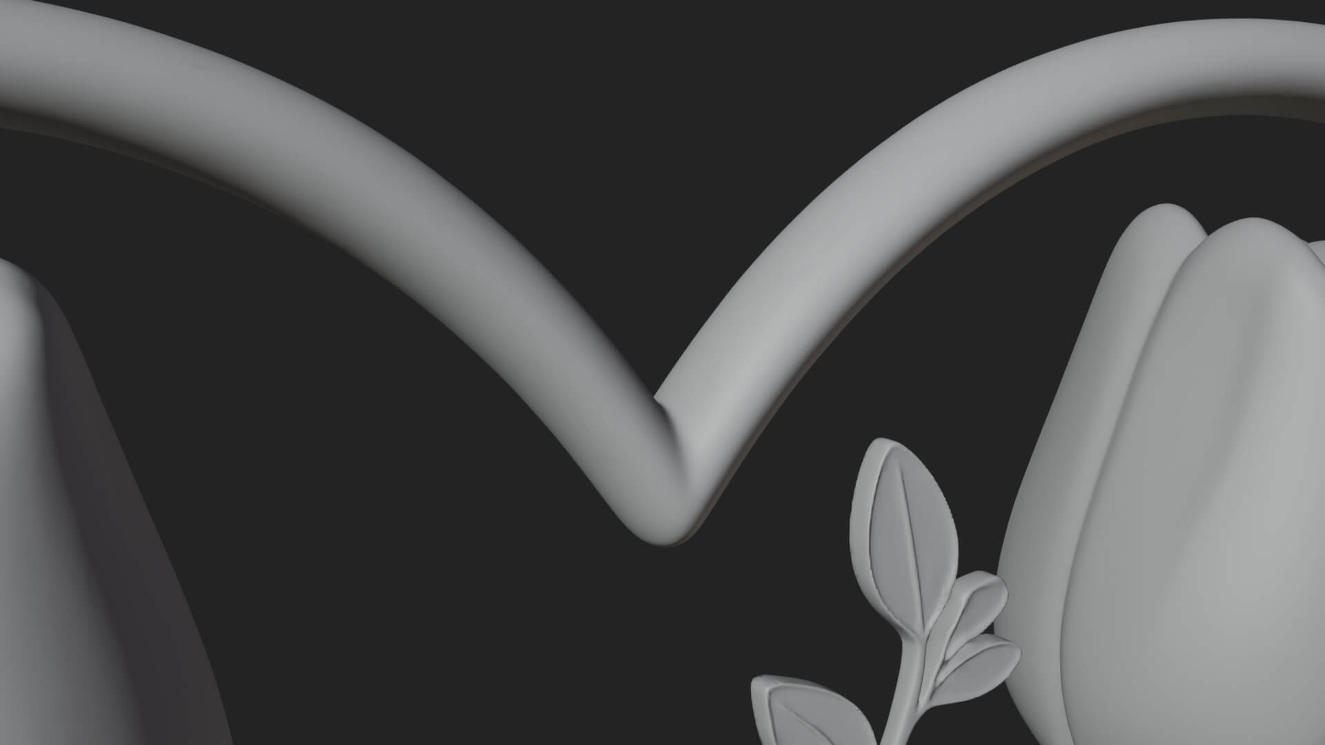 Tulip Flower Heart Plaque Design 1 3D Print Model 3D Model