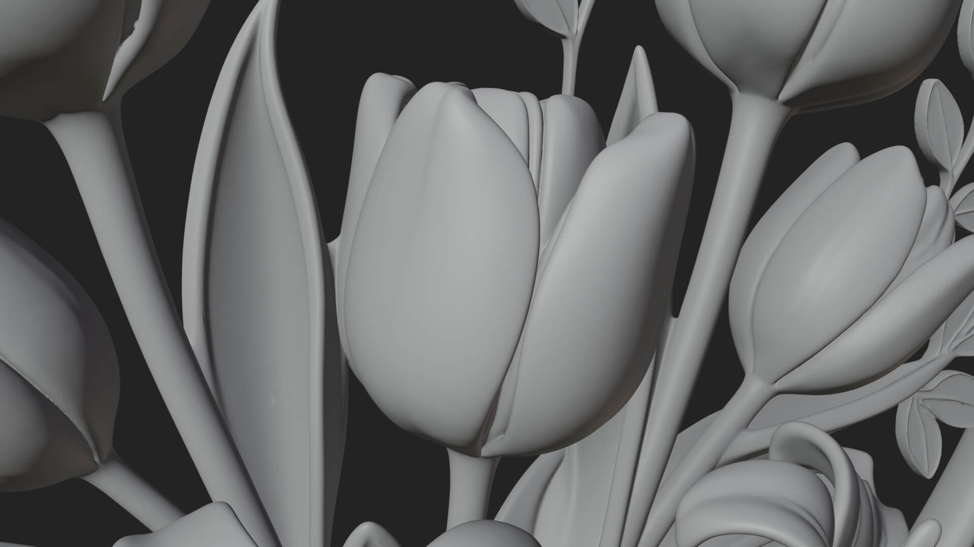 Tulip Flower Heart Plaque Design 1 3D Print Model 3D Model