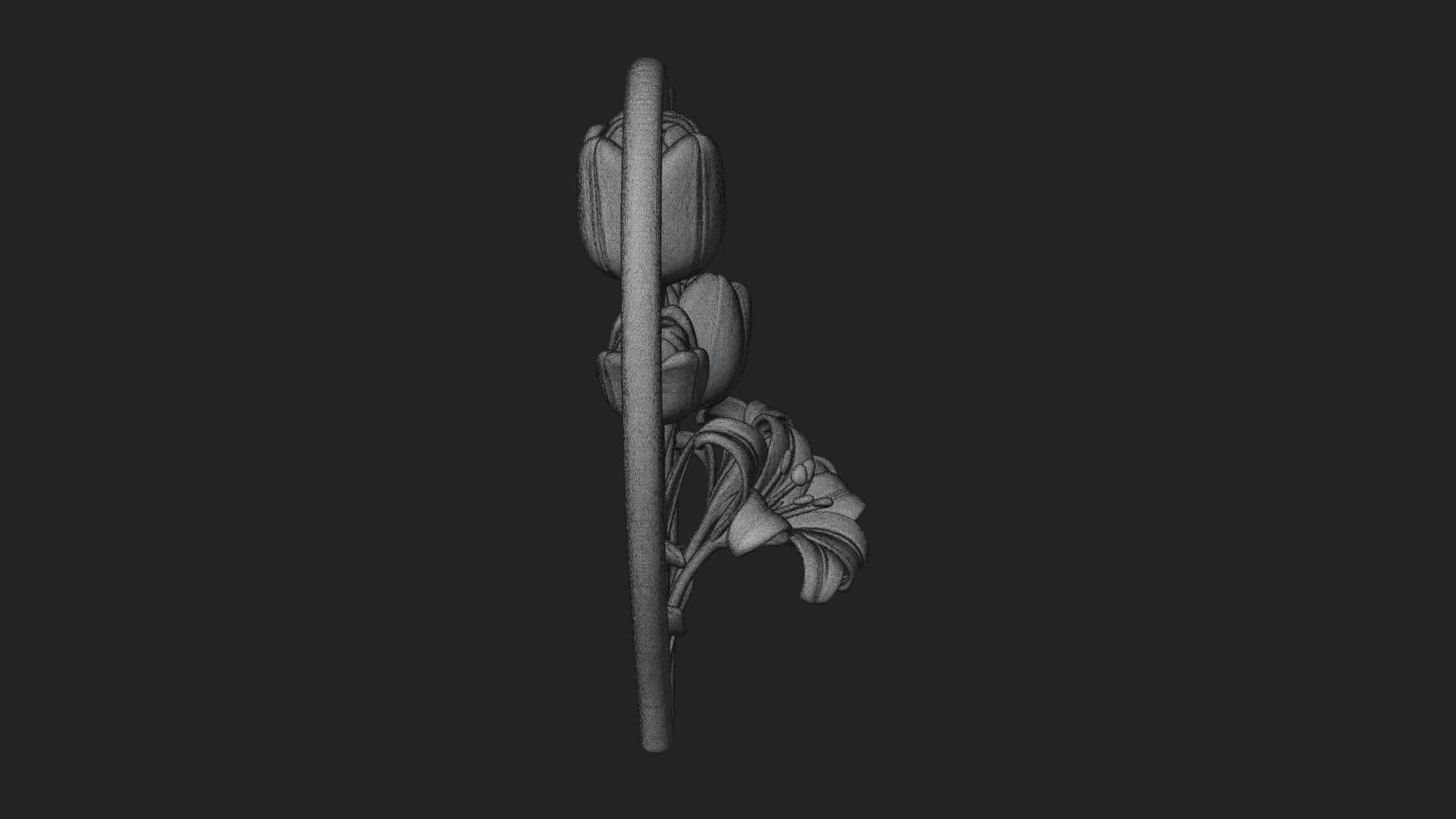 Tulip Flower Heart Plaque Design 1 3D Print Model 3D Model