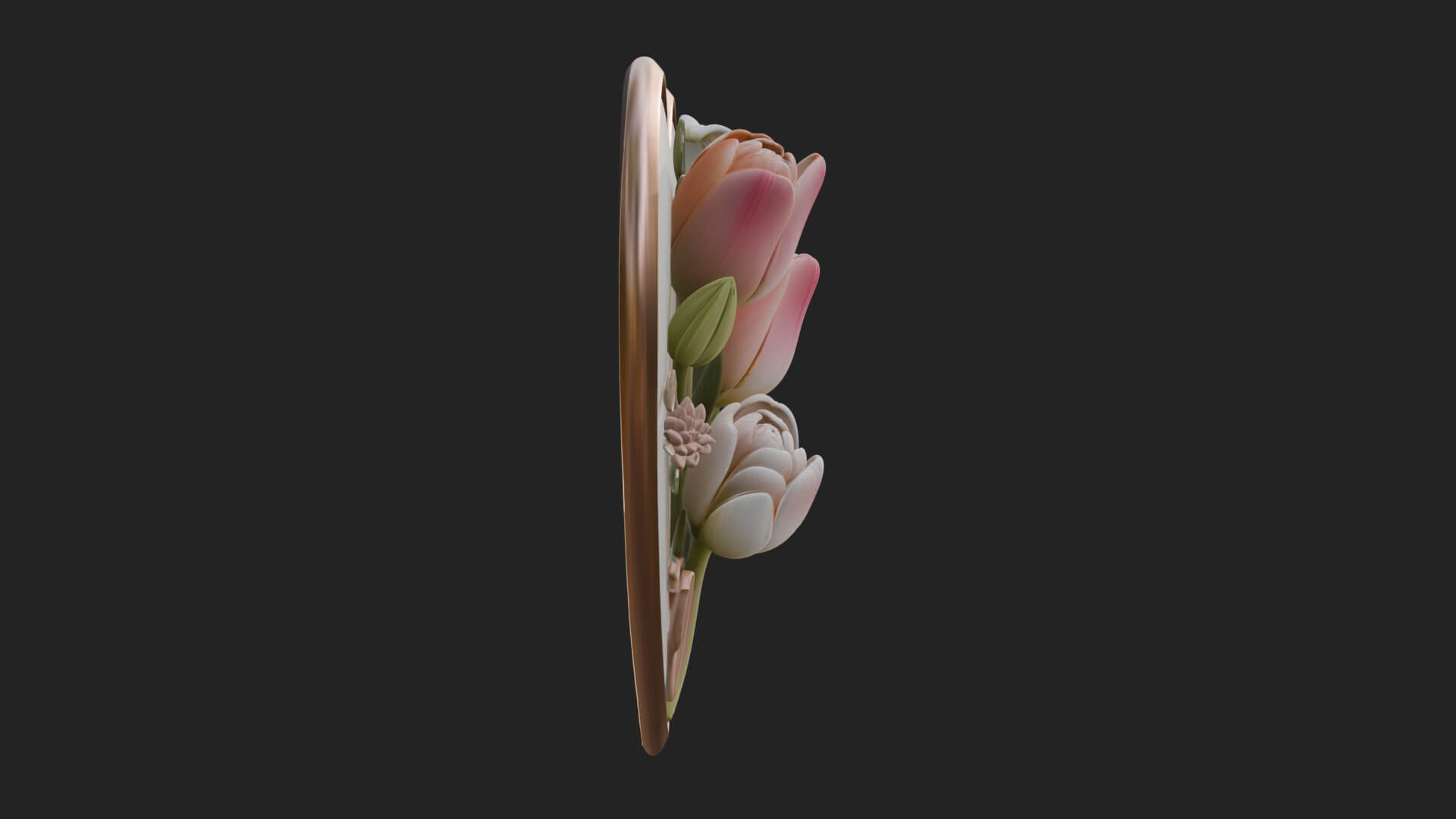 Tulip Flower Heart Plaque Design 2 3D Print Model 3D Model