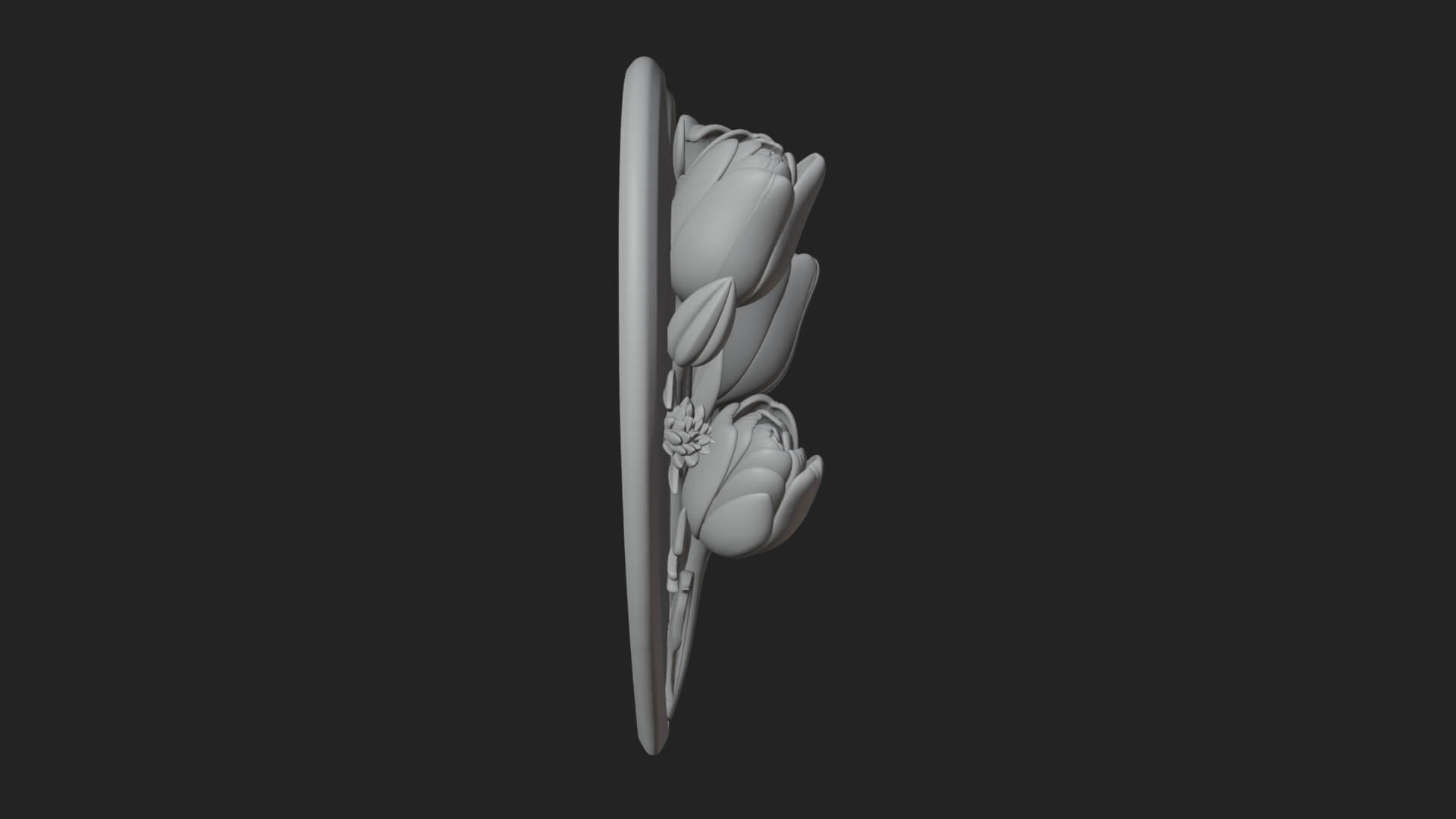Tulip Flower Heart Plaque Design 2 3D Print Model 3D Model