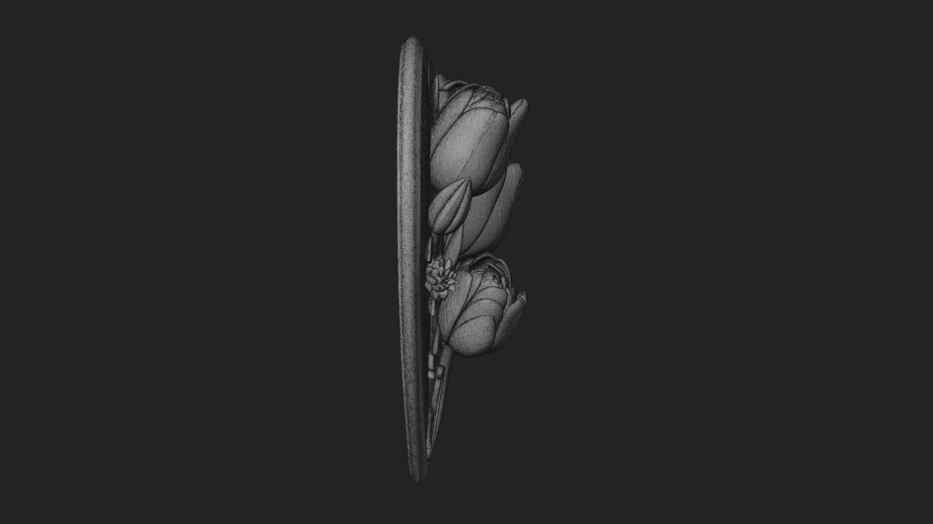 Tulip Flower Heart Plaque Design 2 3D Print Model 3D Model