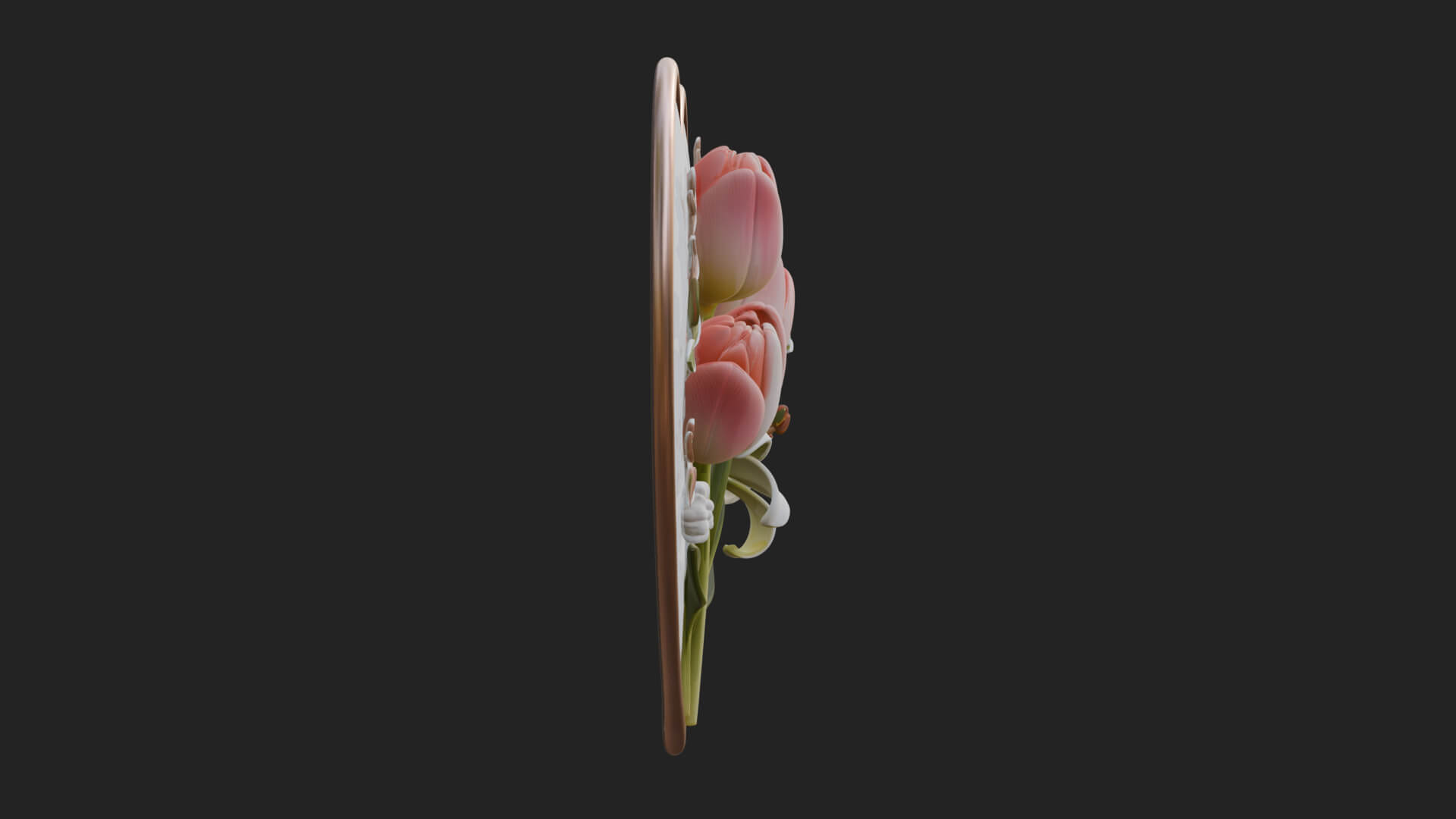 Tulip Flower Heart Plaque Design 3 3D Print Model 3D Model