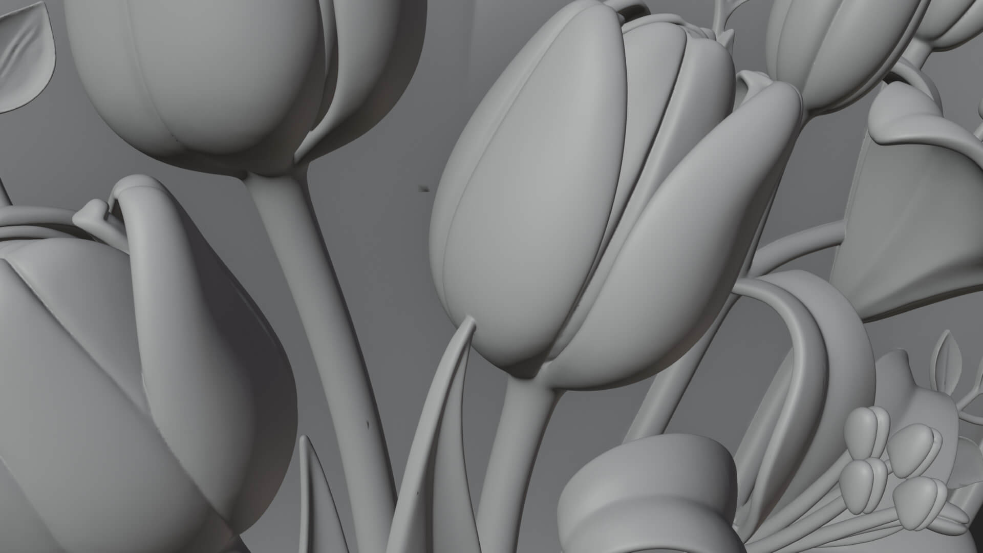 Tulip Flower Heart Plaque Design 3 3D Print Model 3D Model