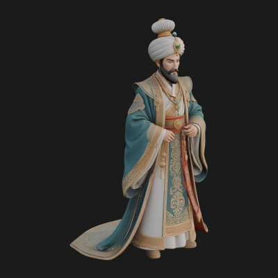 Turbaned Sultan Statue Design 1 3D Print Model