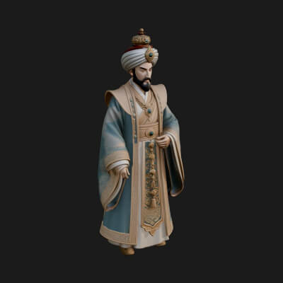 Turbaned Sultan Statue Design 2 3D Print Model