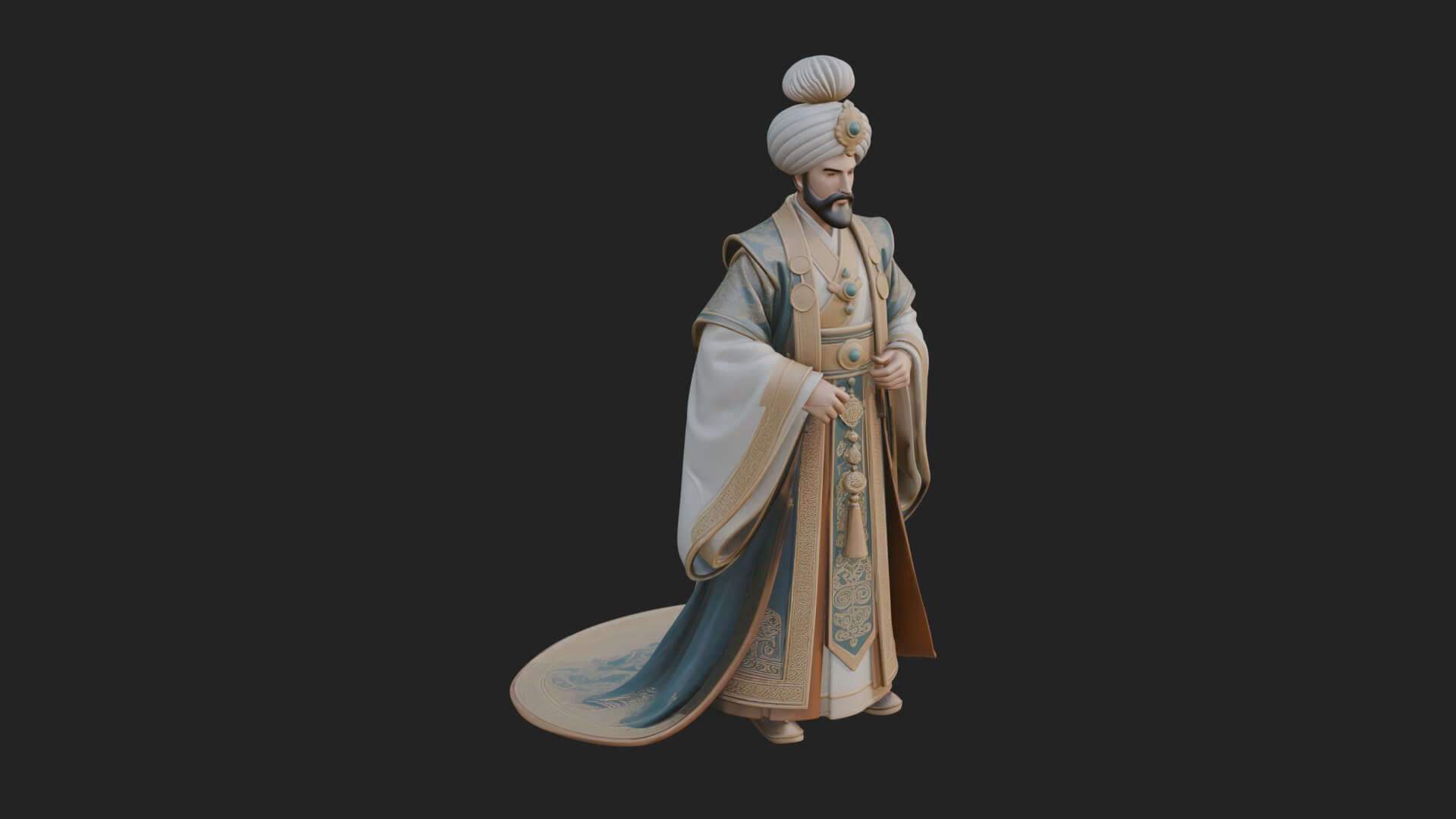 Turbaned Sultan Statue Design 3 3D Print Model 3D Model