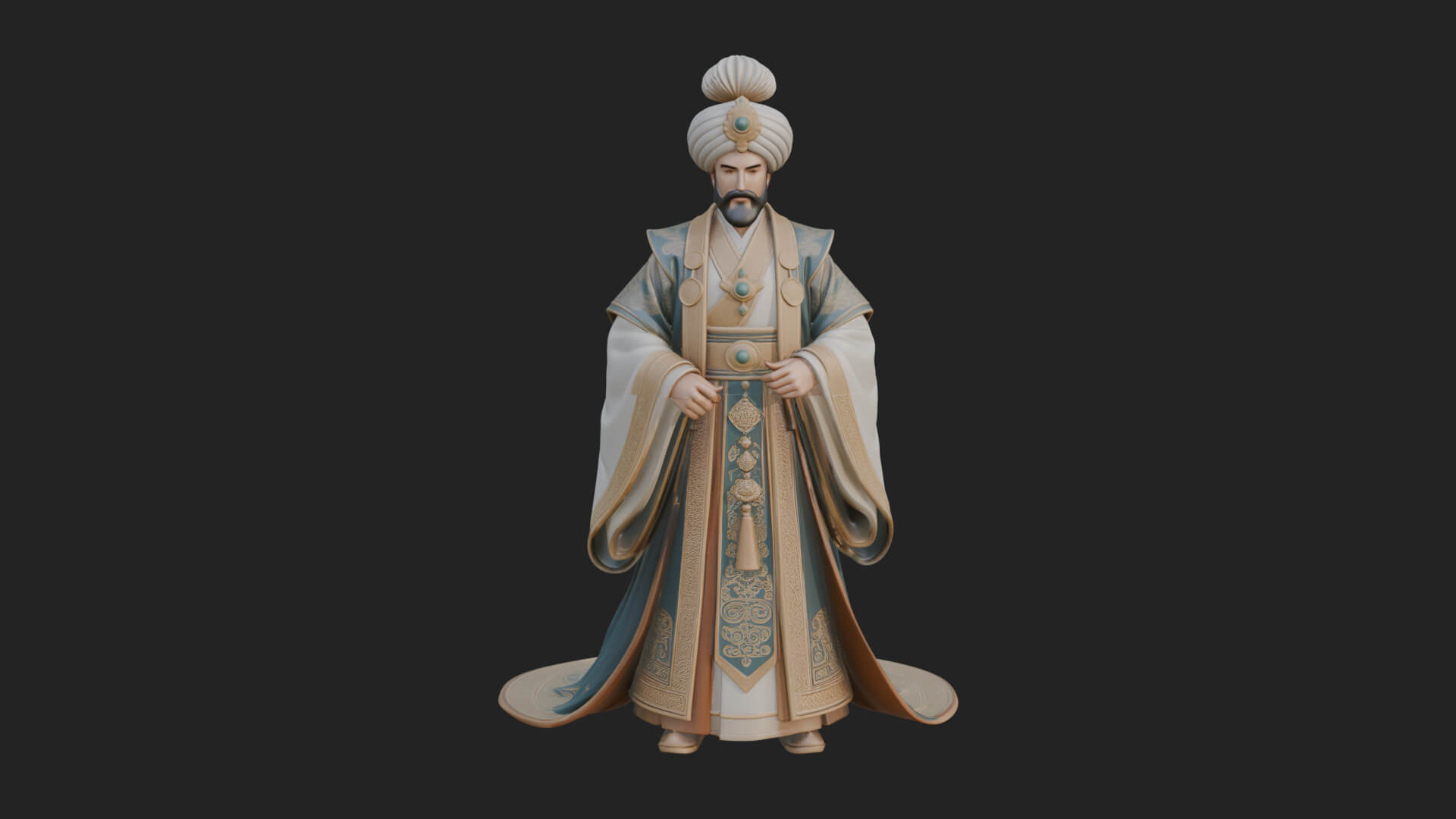 Turbaned Sultan Statue Design 3 3D Print Model 3D Model