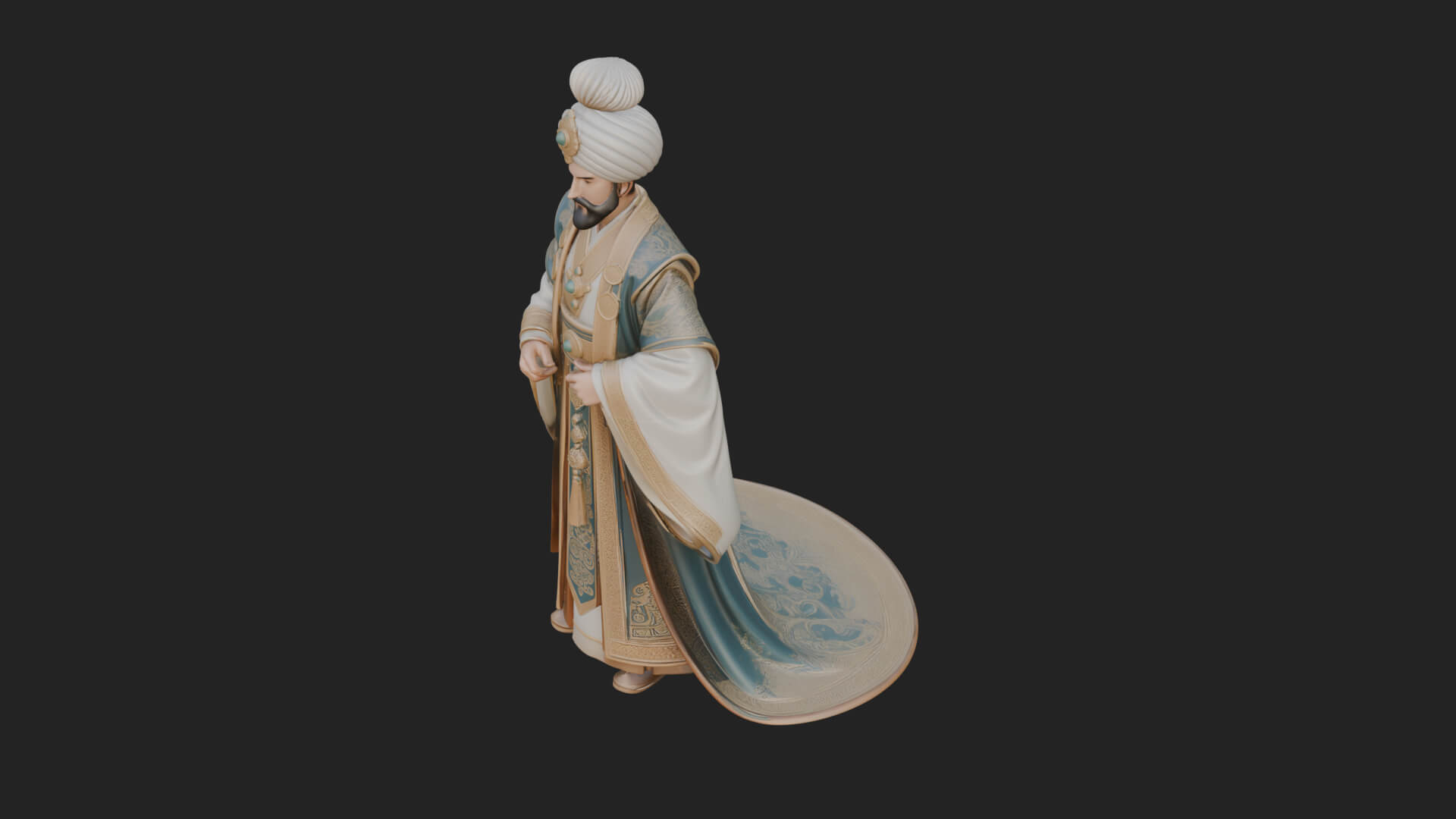 Turbaned Sultan Statue Design 3 3D Print Model 3D Model