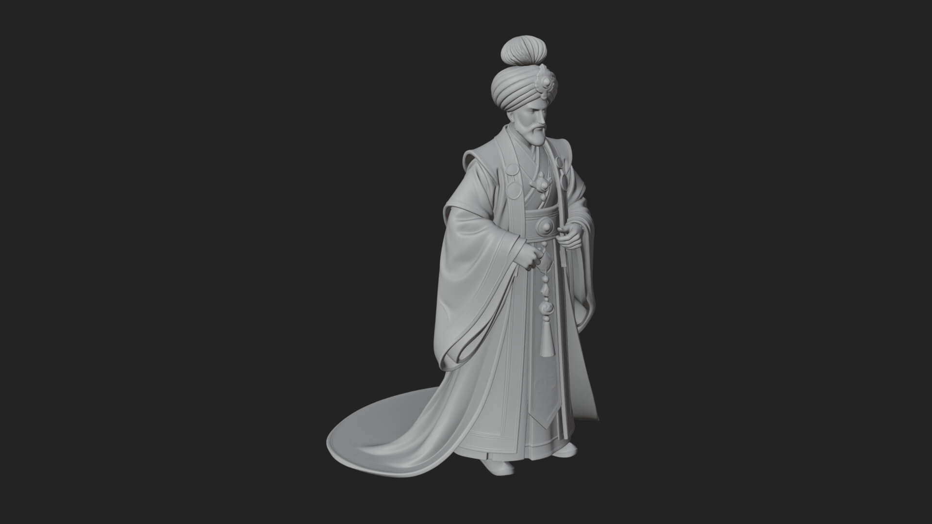 Turbaned Sultan Statue Design 3 3D Print Model 3D Model