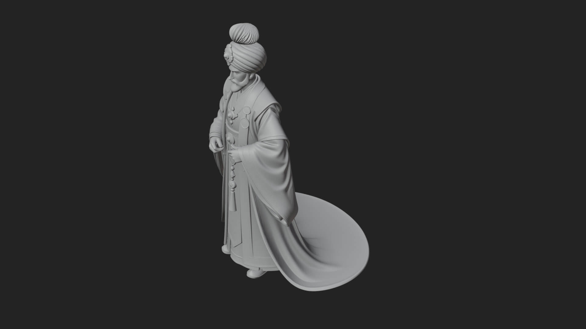 Turbaned Sultan Statue Design 3 3D Print Model 3D Model