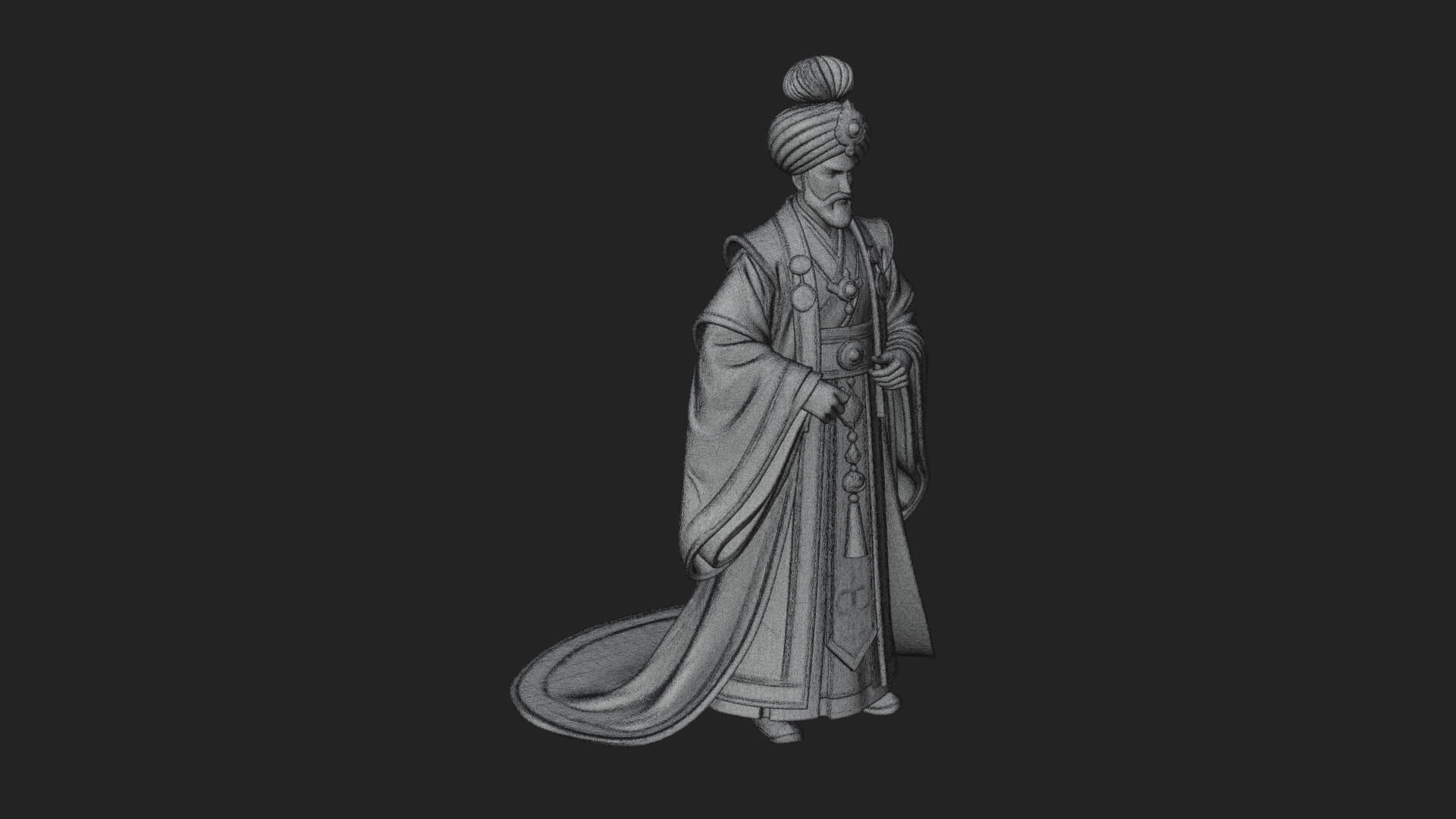 Turbaned Sultan Statue Design 3 3D Print Model 3D Model