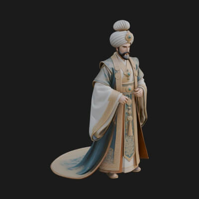 Turbaned Sultan Statue Design 3 3D Print Model